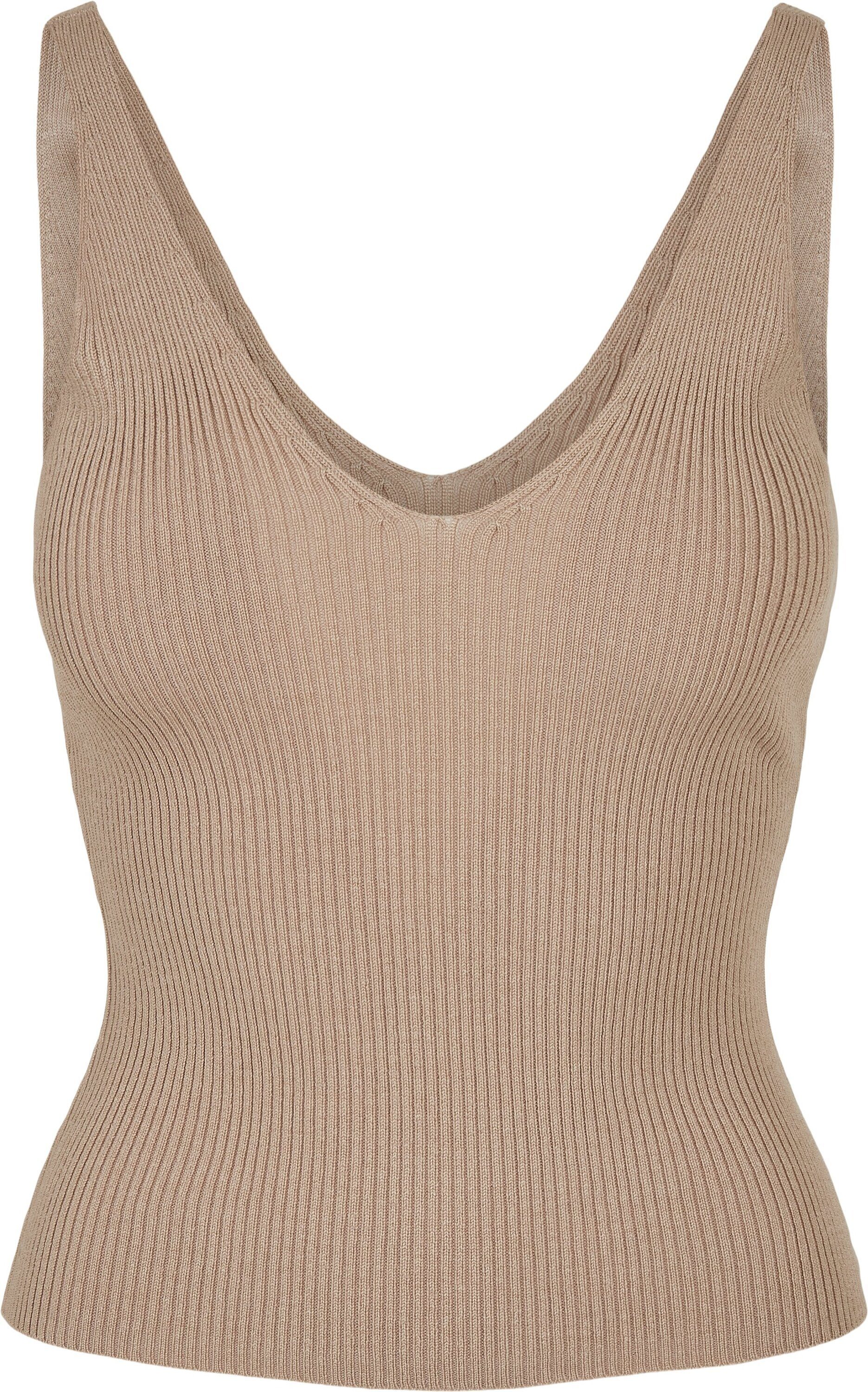 Top Knit (1-tlg) Rib T-Shirt lighttaupe CLASSICS URBAN Ladies Damen