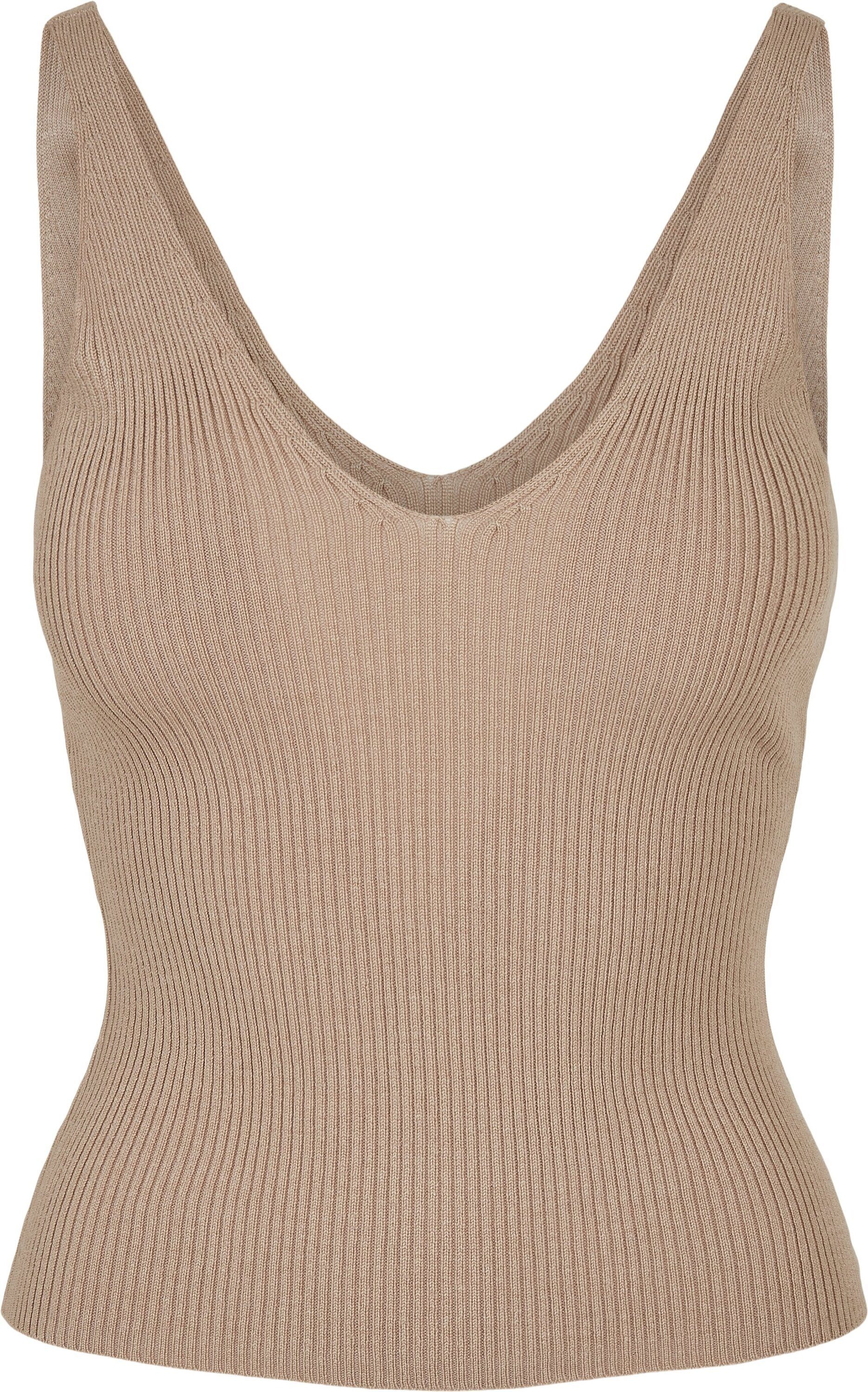 Damen Top ohne Arm CLASSICS Aktuelles mit Top T-Shirt (1-tlg), Knit V-Ausschnitt Damen URBAN für Rib Ladies