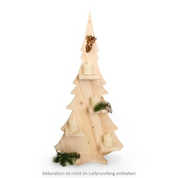 Kreative Feder Dekoobjekt Edler Adventsbaum aus Holz mit 4 Kerzenaufsätzen, Adventsbaum Aufsteller Weihnachts-Deko nachhaltig
