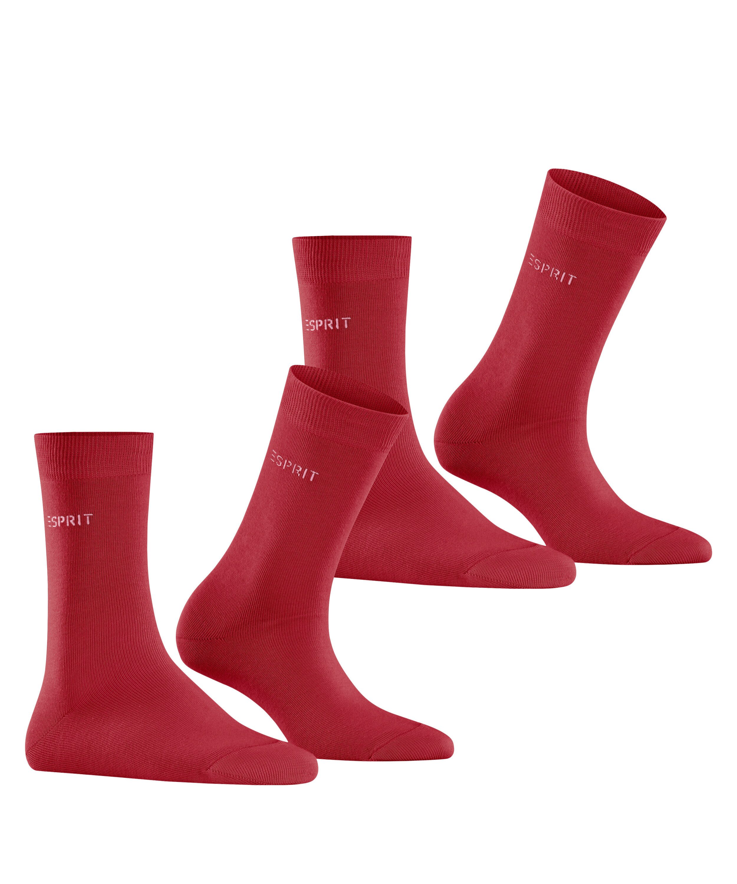 Esprit Socken Uni (2-Paar, 2er Pack) aus elastischem Material, atmungsaktiv