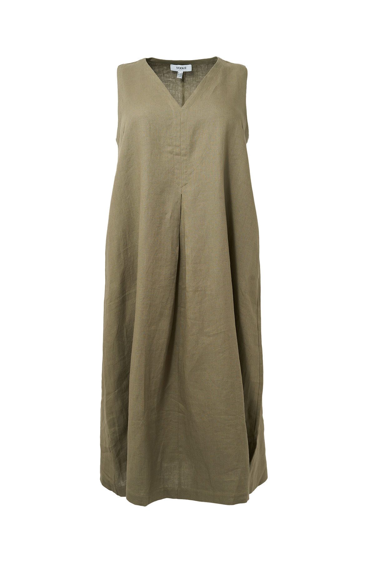 YOEK A-Linien-Kleid Damen Kleid mit V-Ausschnitt mit langen Ärmeln