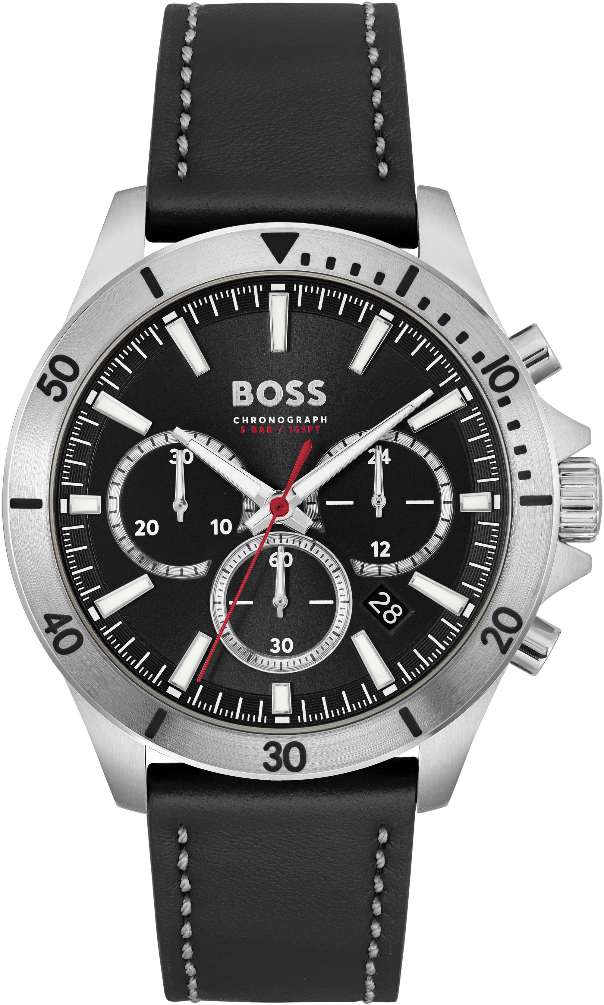 BOSS Chronograph TROPER, 1514055, Quarzuhr, Herrenuhr, Armbanduhr, Stoppfunktion, Datum