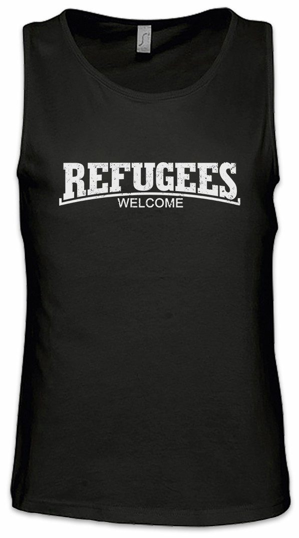 Tanktop Refugees Welcome III Ärmelloses T-Shirt Demo Pro Flüchtlinge Asyl Die