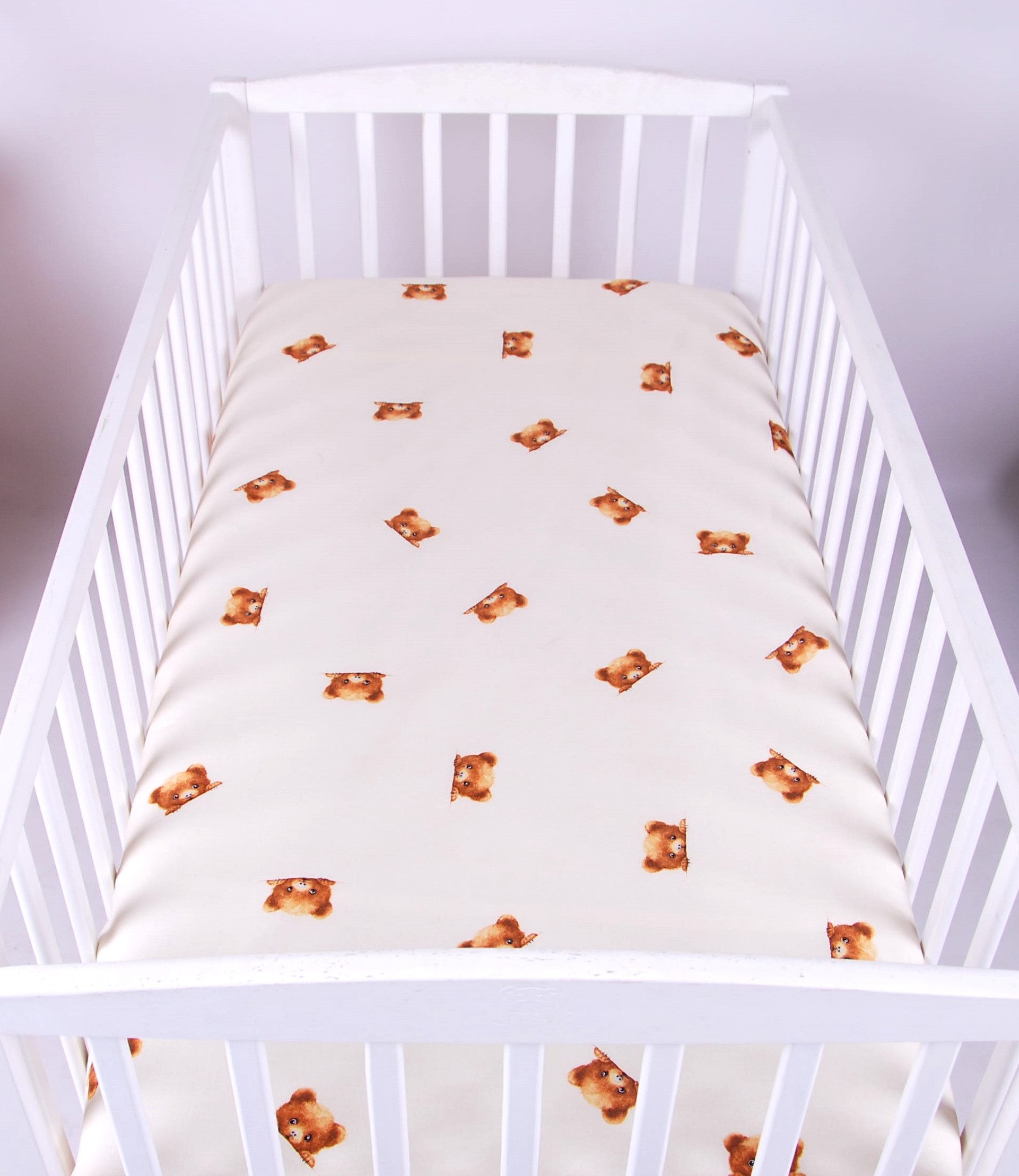 BabyLux Spannbettlaken BABYLUX SPANNBETTLAKEN 60x120 cm Spannbetttuch Baumwolle Kinder Baby, 166. Ecru + Bär60x120