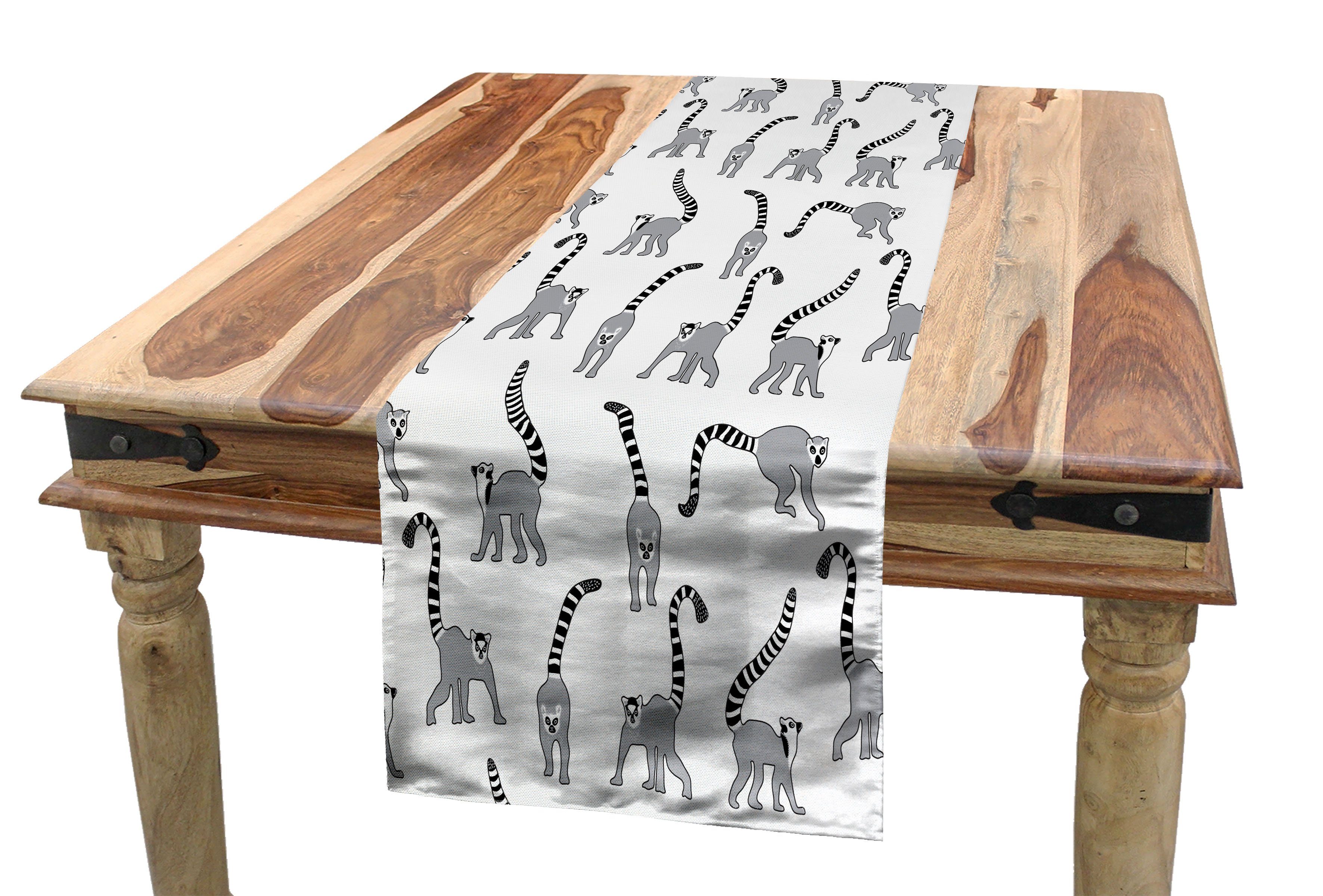 Abakuhaus Tischläufer Esszimmer Küche Rechteckiger Dekorativer Tischläufer, Lemur Wilde Säugetiere endemische Arten