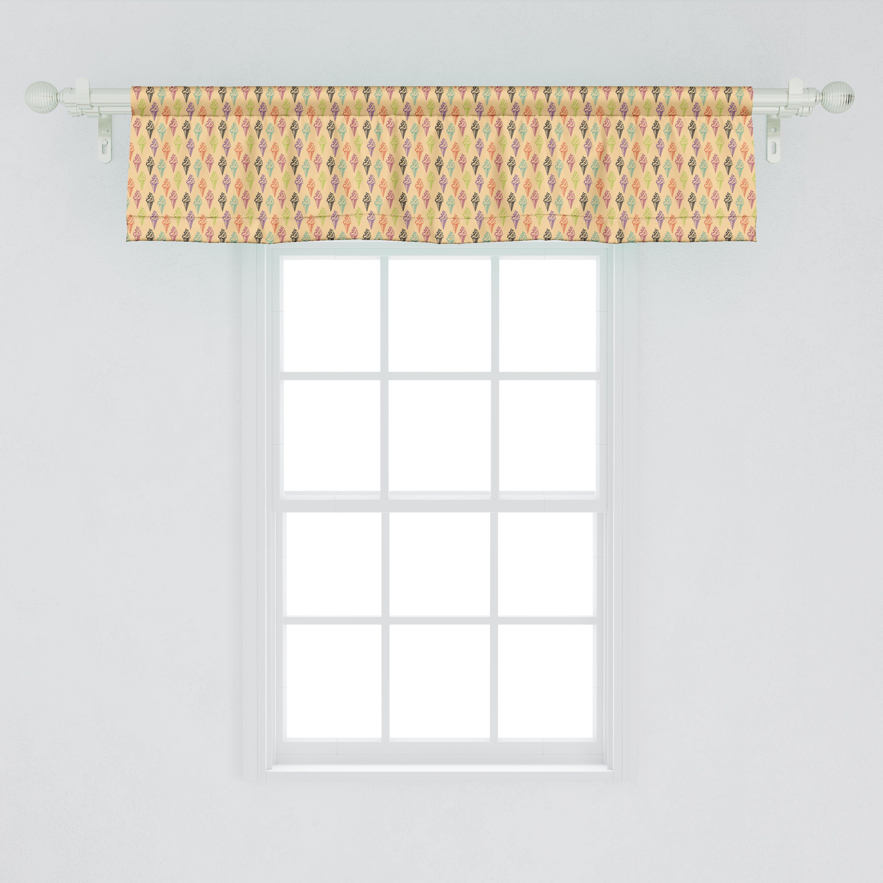 Scheibengardine für Vorhang Microfaser, mit Abakuhaus, Volant Schlafzimmer Grunge Eis Dekor Stangentasche, Küche