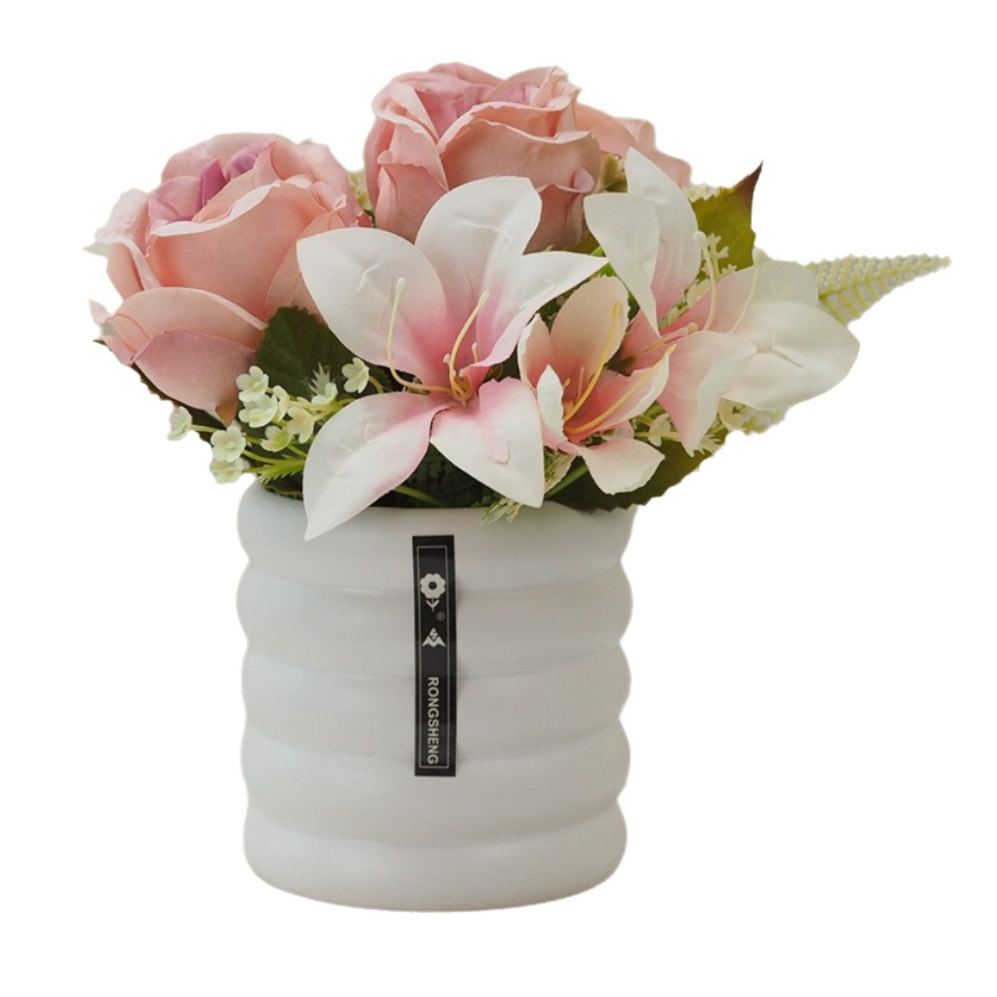 Kunstblumenstrauß Künstliche Lilie Rose Bonsai Set günstig online kaufen