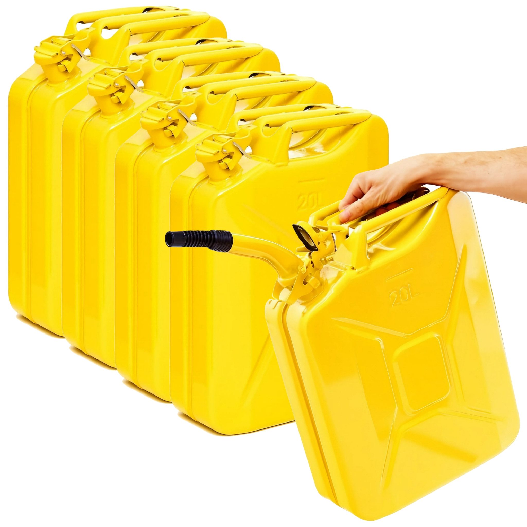 BW Benzinkanister Metall Kraftstoffkanister 20 L mit Ausgießer (mit Ausgießer, Made in Europe), TÜV-geprüft und UN-Zulassung