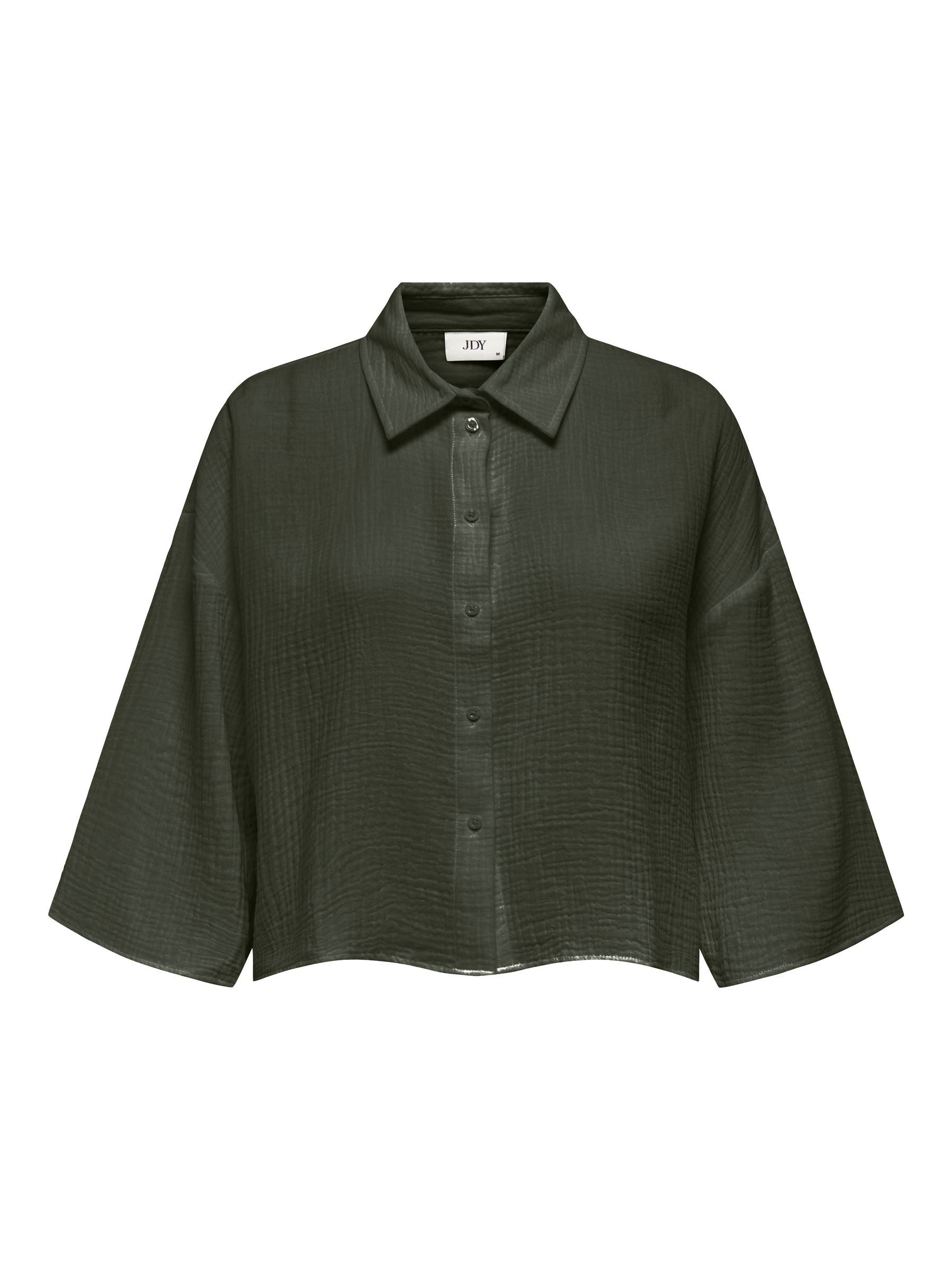 JACQUELINE de YONG Блузкиshirt Legere Crepe Weite Ärmel 3/4 Hemdkragen JDYTHEIS LIFE 3/4 CROP SHIRT WVN NOOS