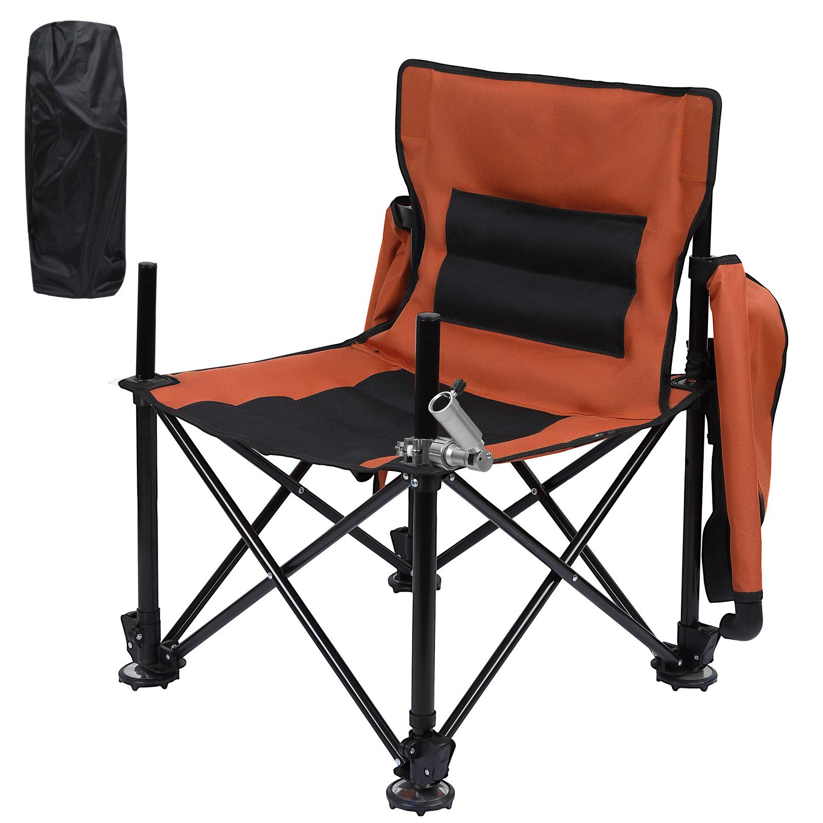 Rutaqian Klappstuhl Campingstuhl Faltbar, Anglerstuhl Faltstuhl, Camping Klappstuhl, Klappbarer Anglerstuhl mit Rutenhalter und Seitentaschen, 100kg