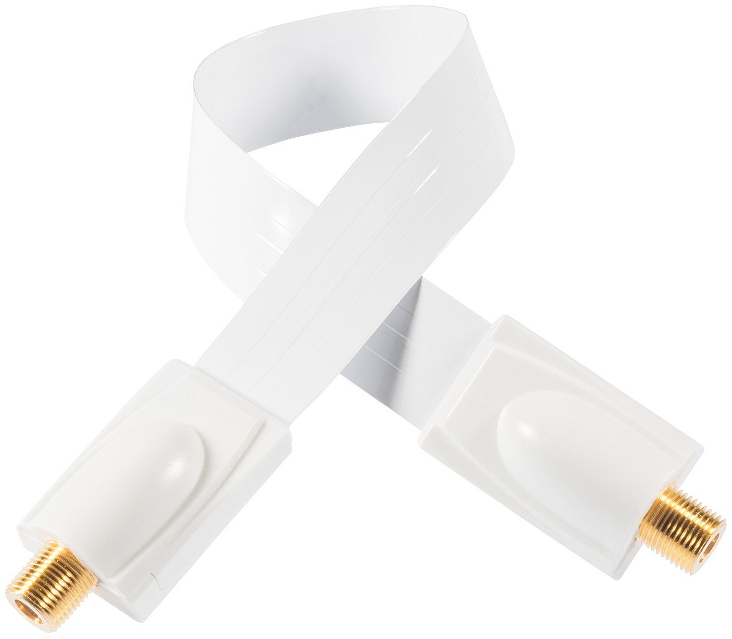 Poppstar SAT Fensterdurchführung (Koax Kabel flach 0,2mm) für Fenster & Türen SAT-Kabel, (52 cm), vergoldete Kontakte, weiß