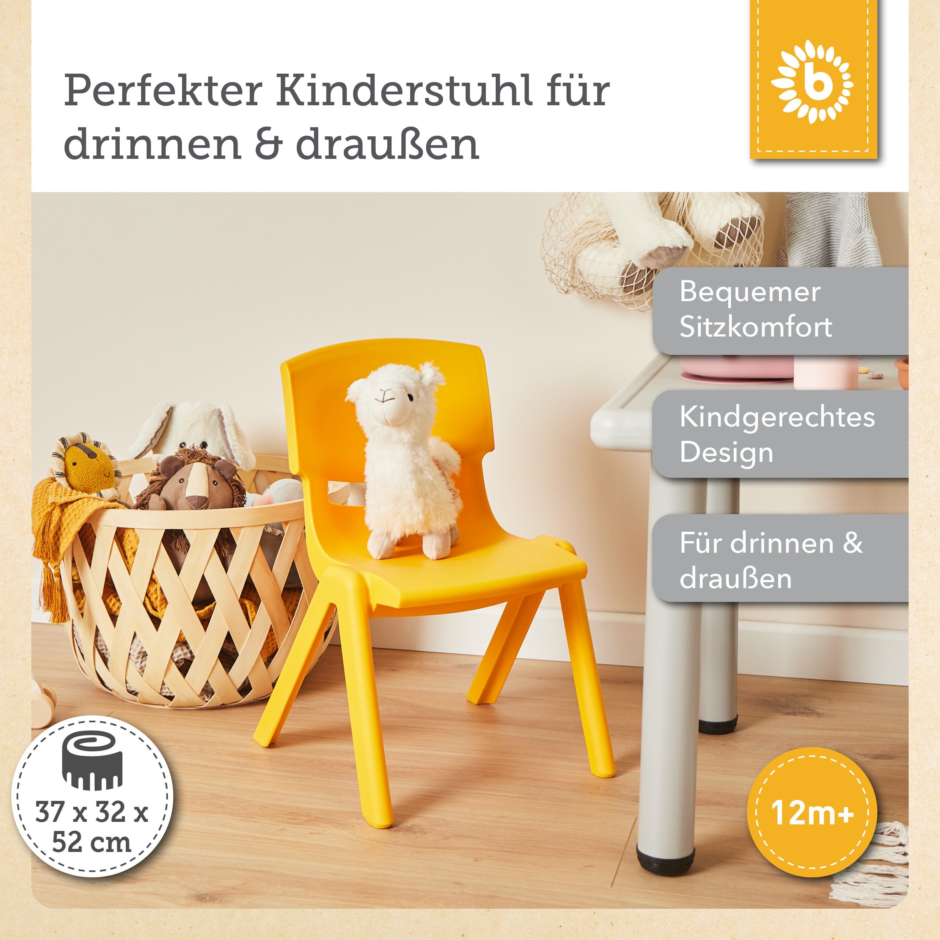 BIECO Stuhl Bieco Kinderstuhl bis 80 kg belastbar, stapelbar & kippsicher S günstig online kaufen