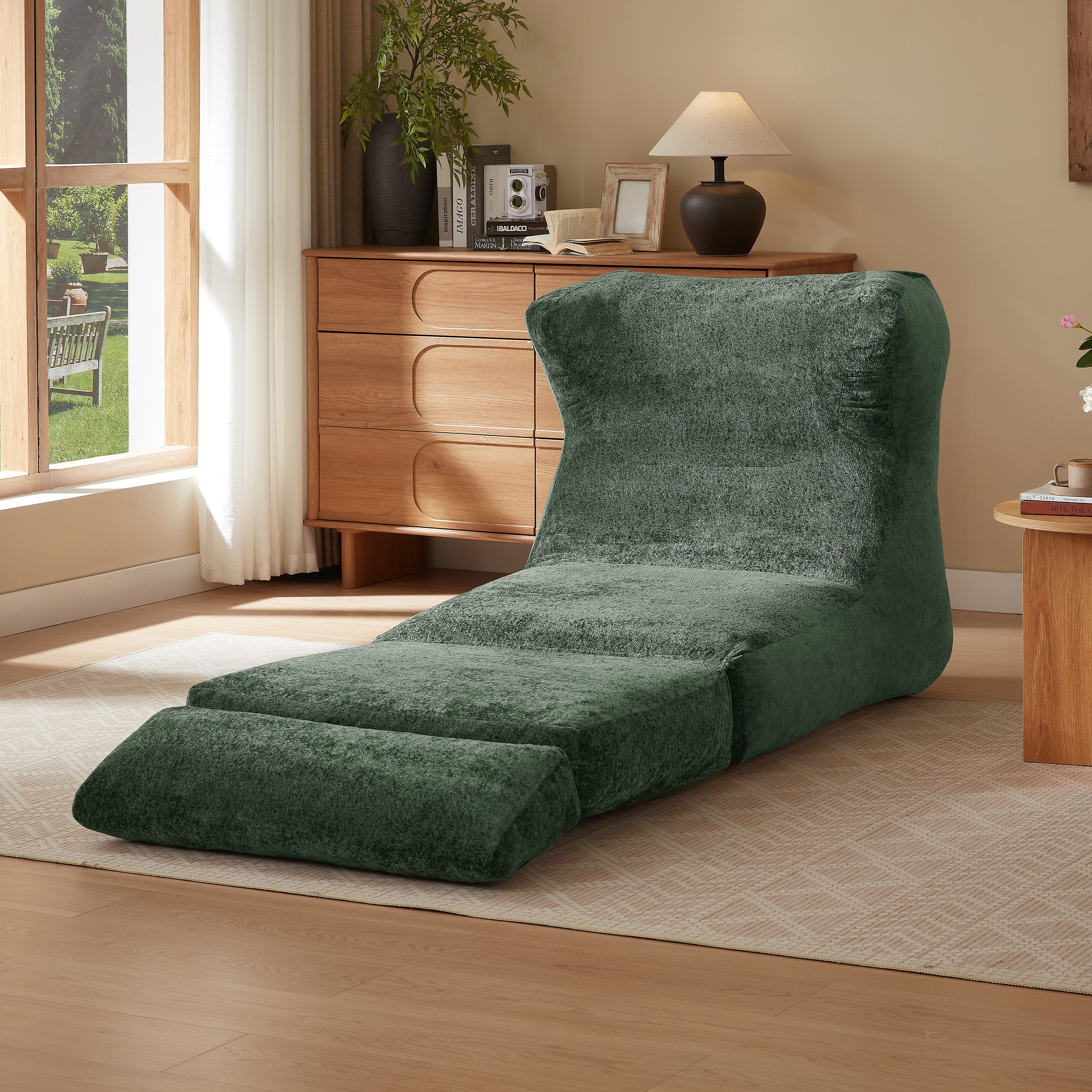 Odikalo Relaxliege Chenille-Relaxsessel mit Klappfunktion & schlaffunktion, einzigartiges Design, geeignet für Wohnzimmer und Schlafzimmer, kann von einem Einzelsessel in einen Liegestuhl umgewandelt werden