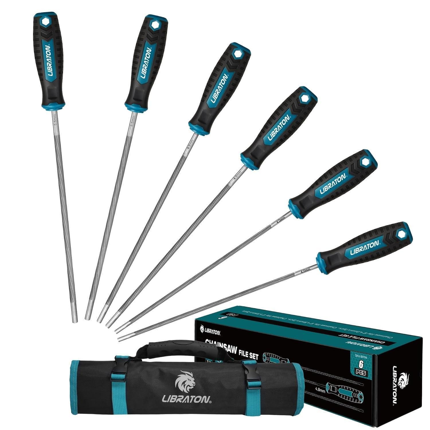 LuxusKollektion Werkstattfeile Kettensägenfeilen-Set 3 Größen 6tlg. inkl. Griff