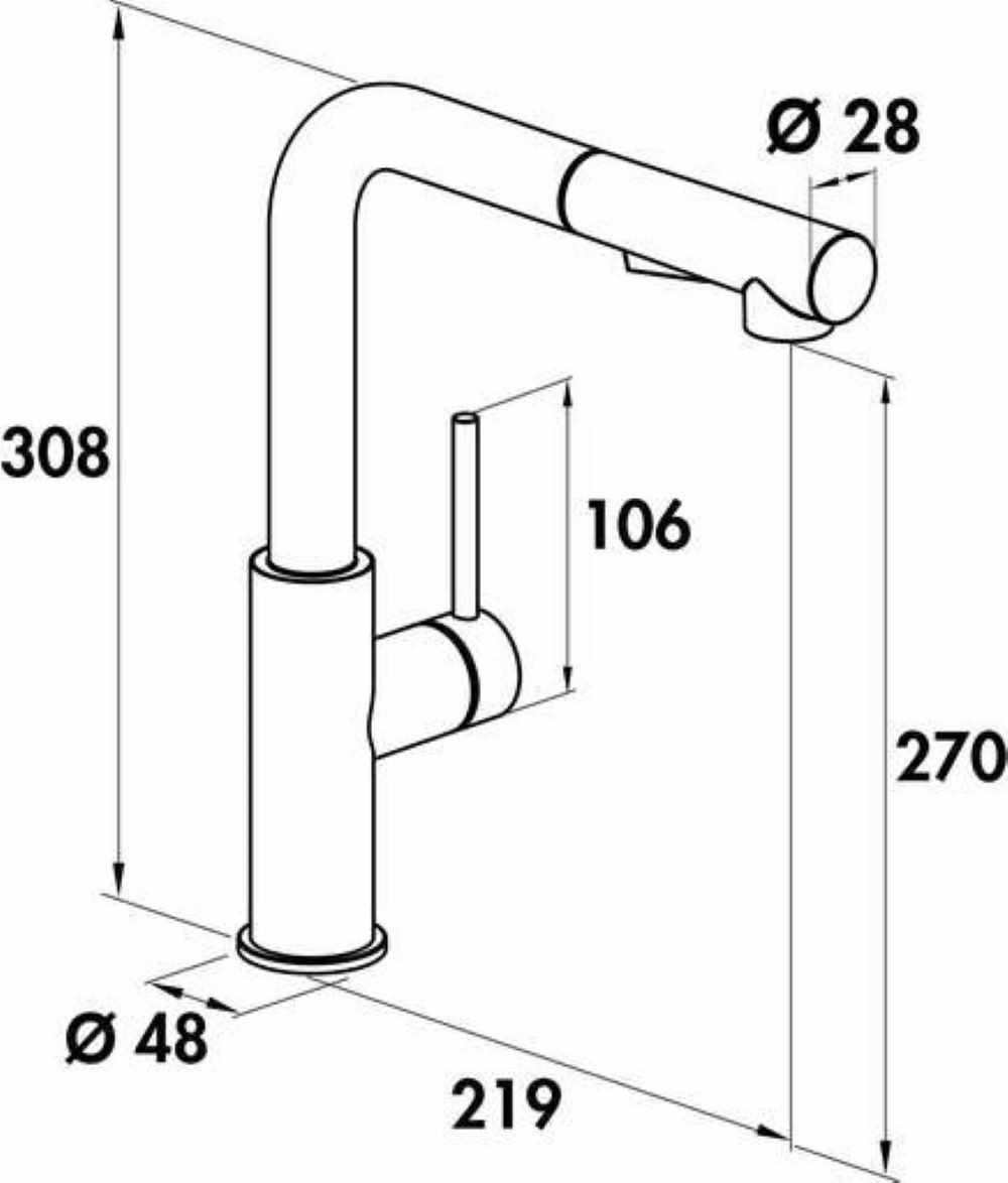 Naber Küchenarmatur Einhebelmischer Servizio Namor 4 Edelstahl, Hochdruck 5025007