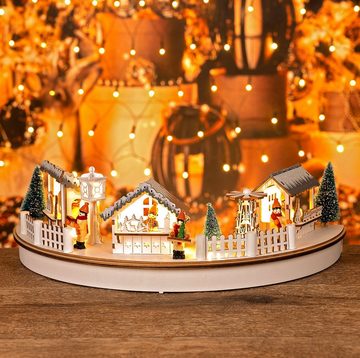 Bubble-Store Weihnachtsdorf Beleuchteter Weihnachtsmarkt mit 8 LEDs, winterliche Marktstände mit