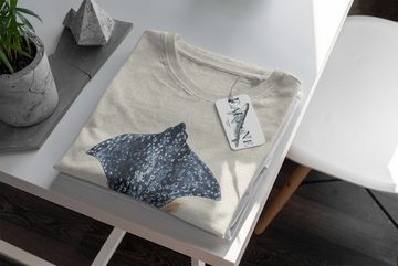 Sinus Art T-Shirt Herren Shirt 100% gekämmte Bio-Baumwolle T-Shirt Manta Rochen Wasserfarben Motiv Nachhaltig Ökomode (1-tlg)