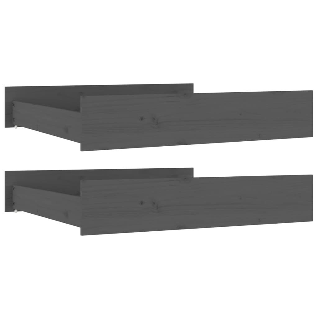 Bettschubkasten vidaXL Grau Bettschubladen Stk. 2 Kiefer Massivholz