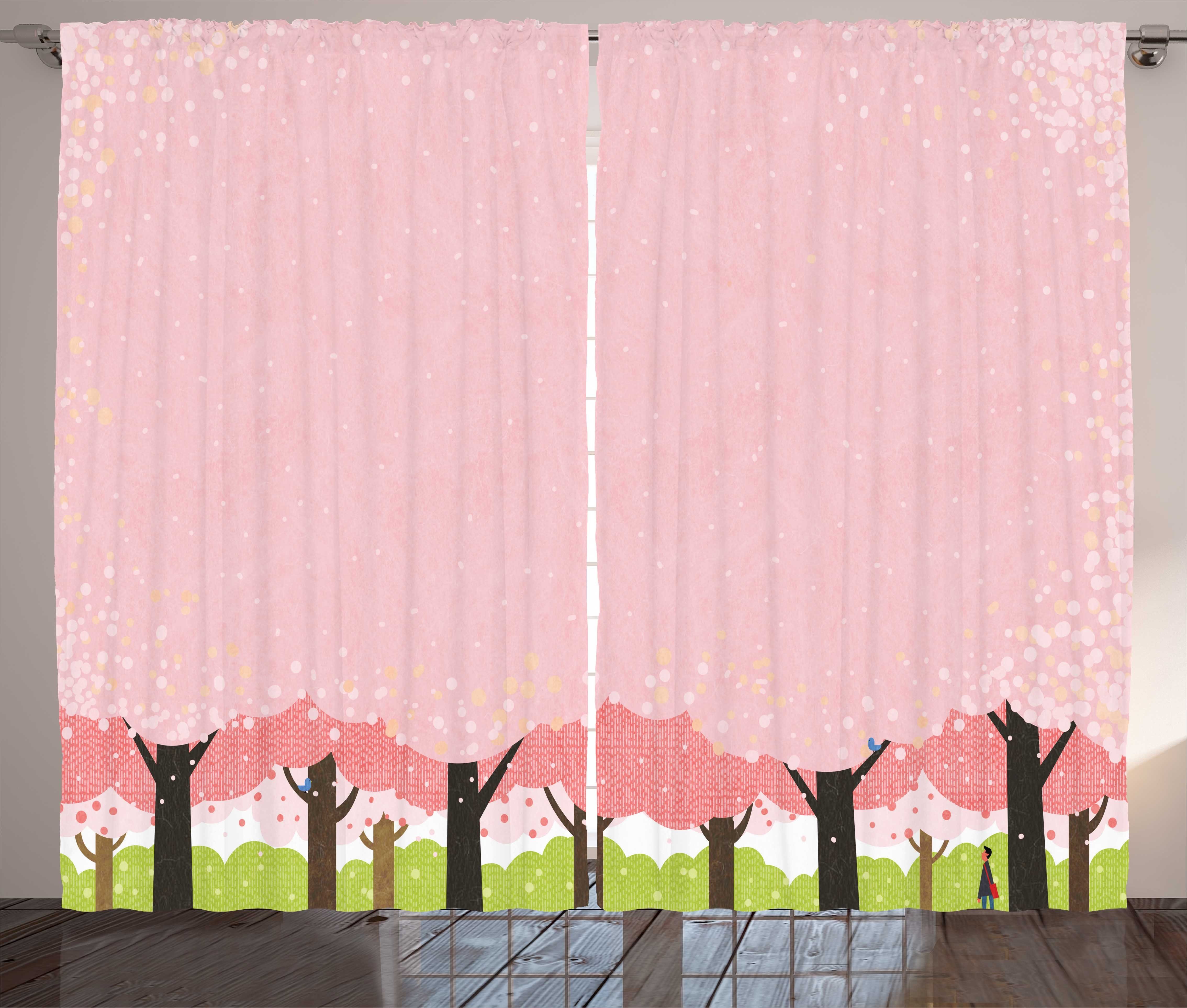 und Kräuselband Vorhang Schlaufen Gardine Bäume Haken, Schlafzimmer Abakuhaus, Kirschblüten-Frühling mit