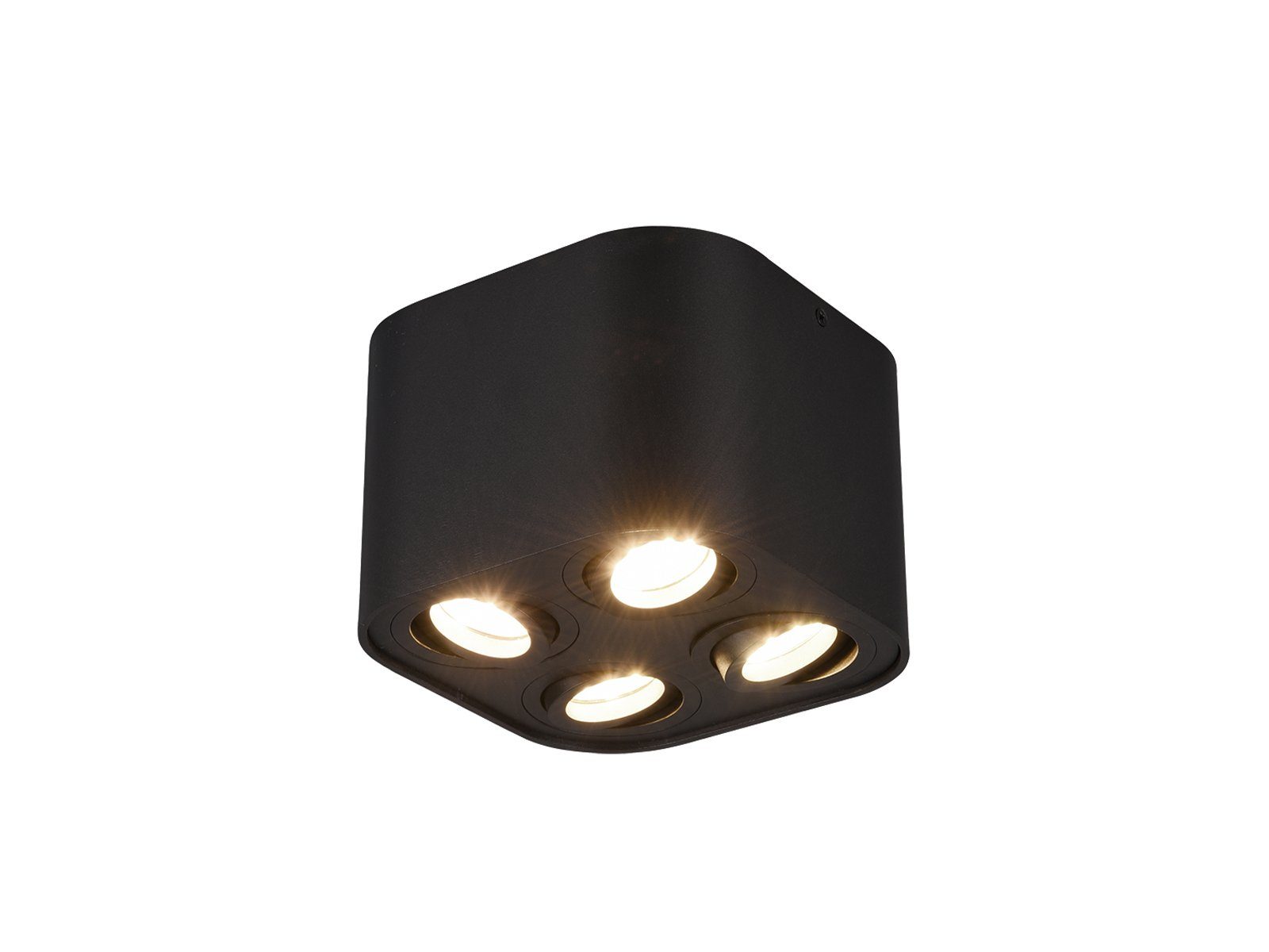 TRIO Leuchten LED Deckenstrahler, Dimmfunktion, LED wechselbar, Warmweiß, Aufbau-Spot Aufputz Strahler innen 4-flammig Lichtspots Schwarz H:12cm