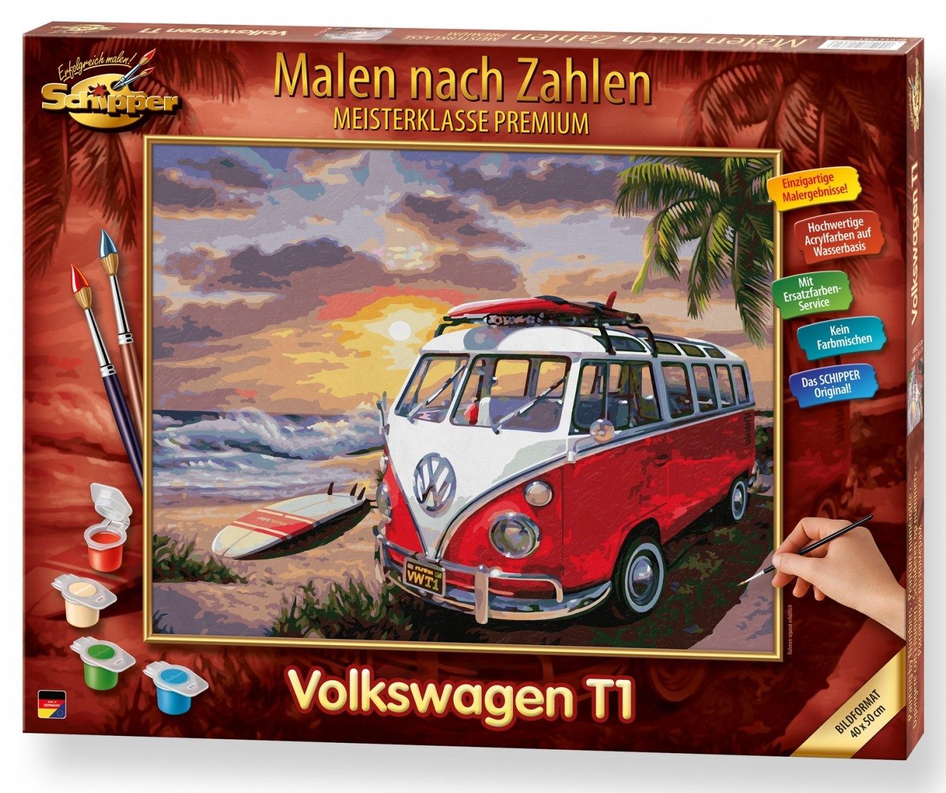 Volkswagen Malen nach Zahlen Schipper 609130861 - Malen nach Zahlen, Volkswagen T1, VW-Bulli, 50...