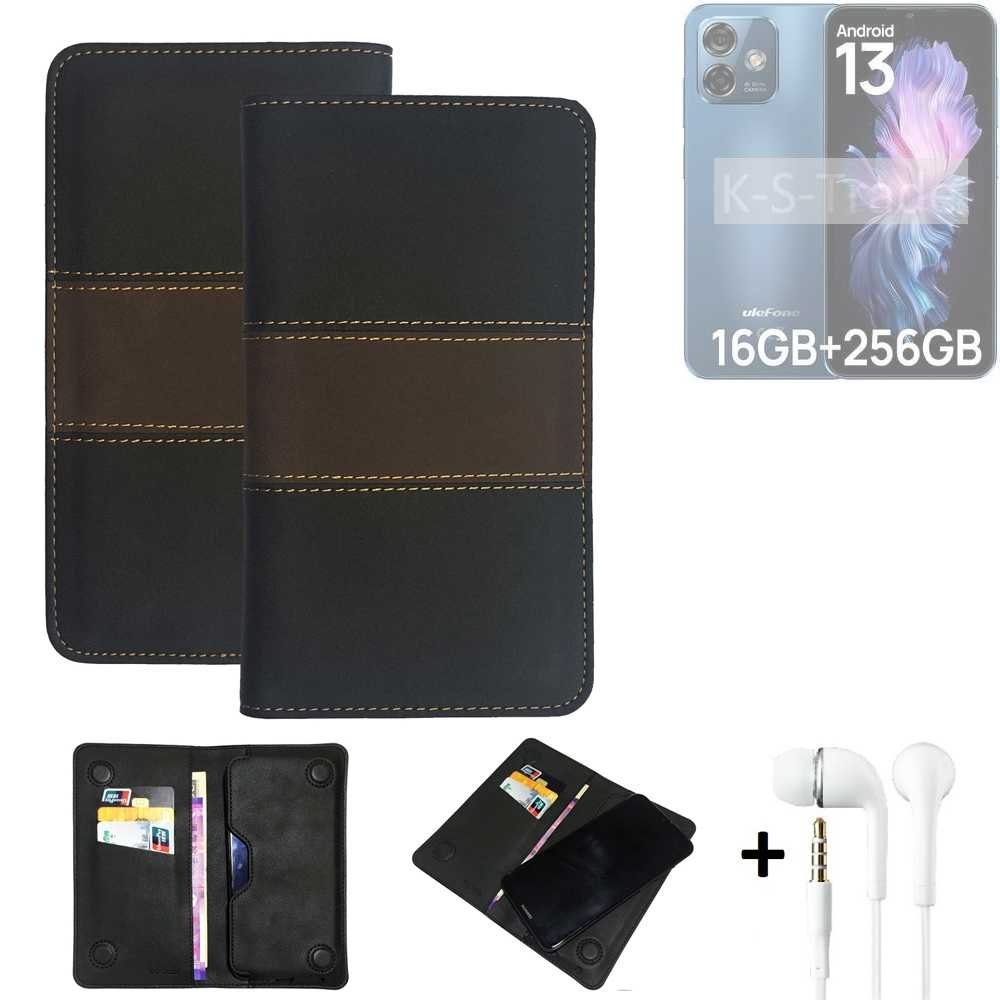 K-S-Trade Handyhülle für Ulefone Note 16 Pro, Handyhülle + Kopfhörer Schutzhülle Walletcase Bookstyle Tasche