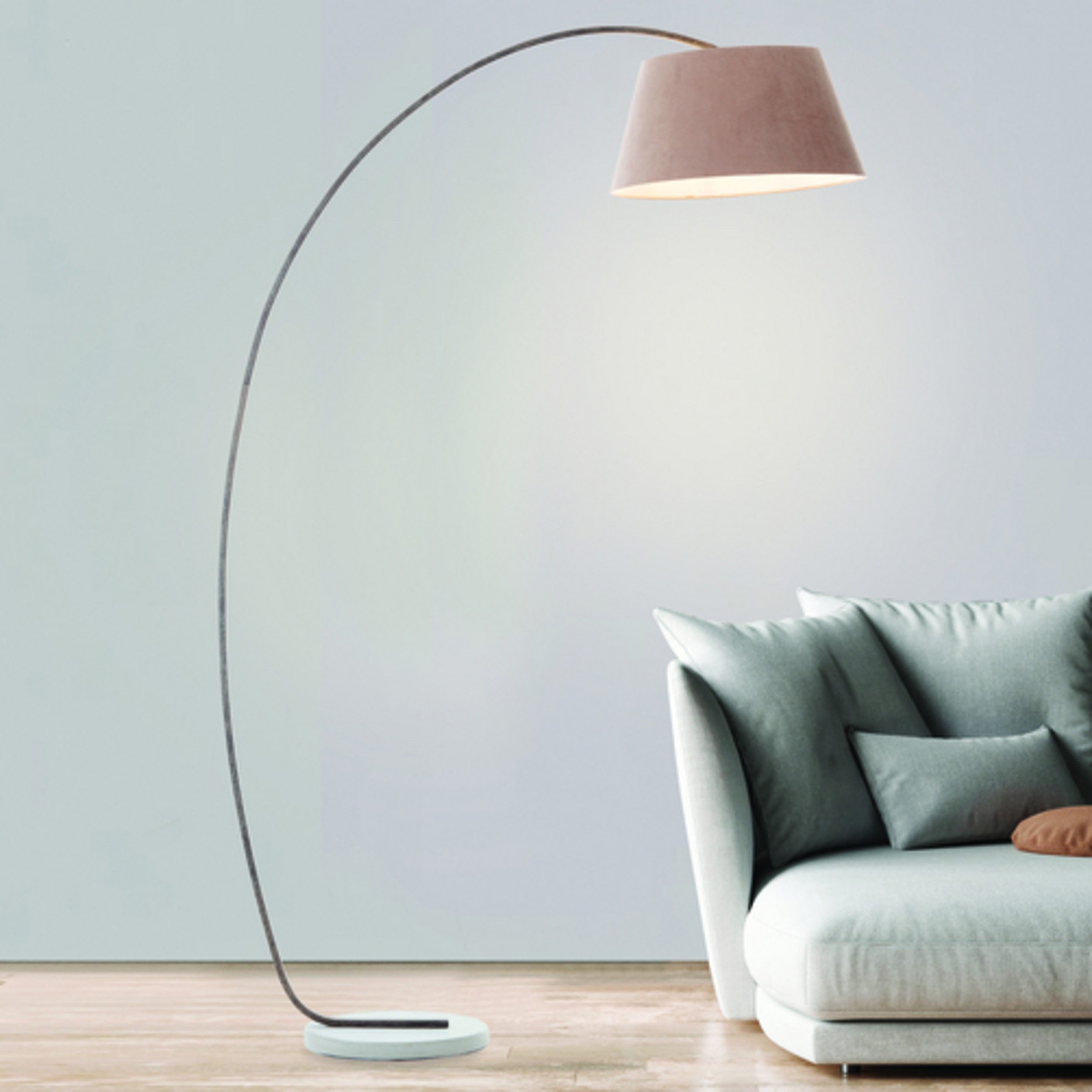 Lightbox Bogenlampe, ohne Leuchtmittel, Stehleuchte mit elegantem Stoffschi günstig online kaufen