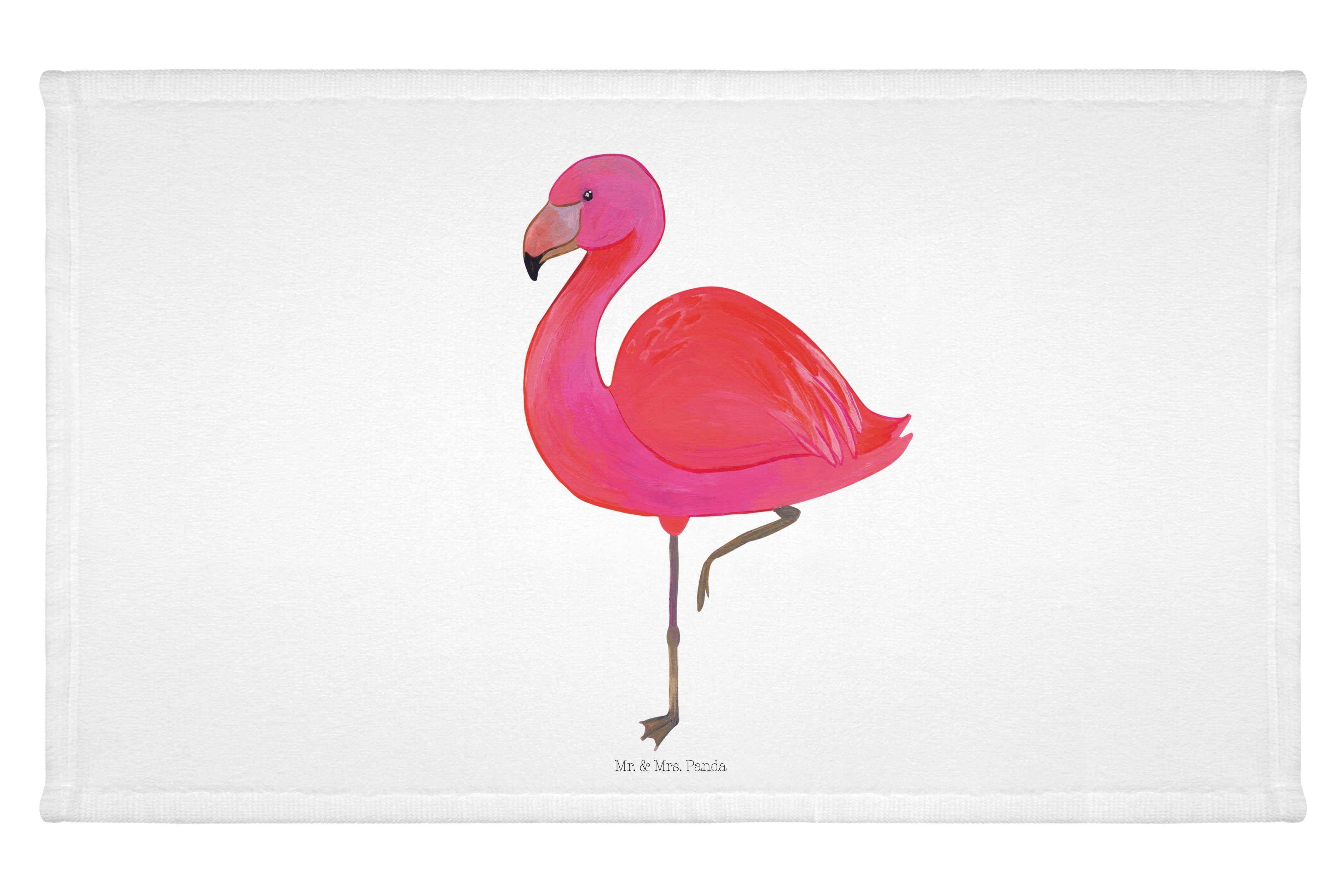 Mr. & Mrs. Panda Handtuch Flamingo classic - Weiß - Geschenk, Gästetuch, Sport Handtuch, einzig, (1-St)