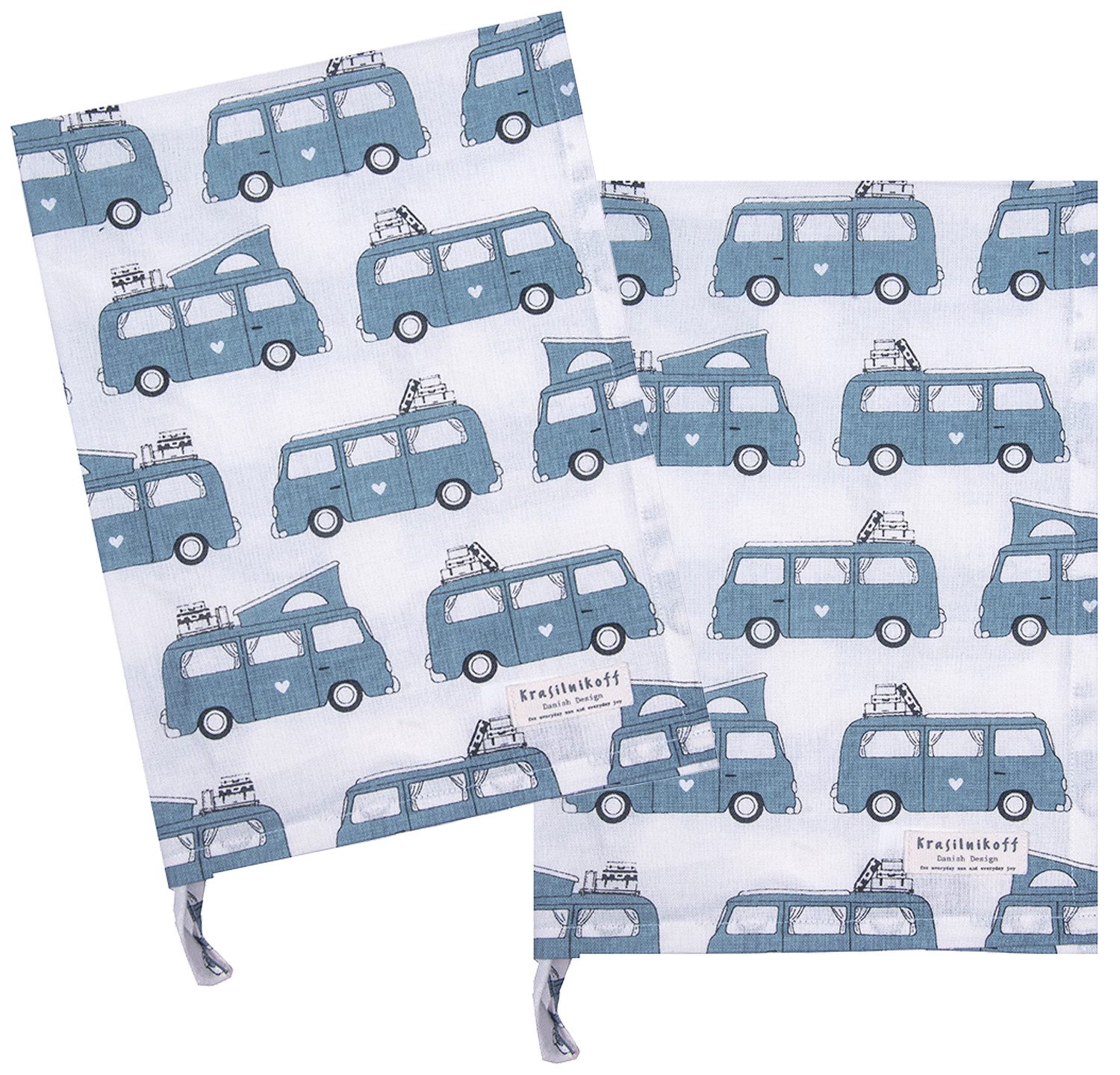 Krasilnikoff Geschirrtuch Autocamper, (2-tlg., 2-teilig), Geschirrtücher ca.50x70cm Baumwolle