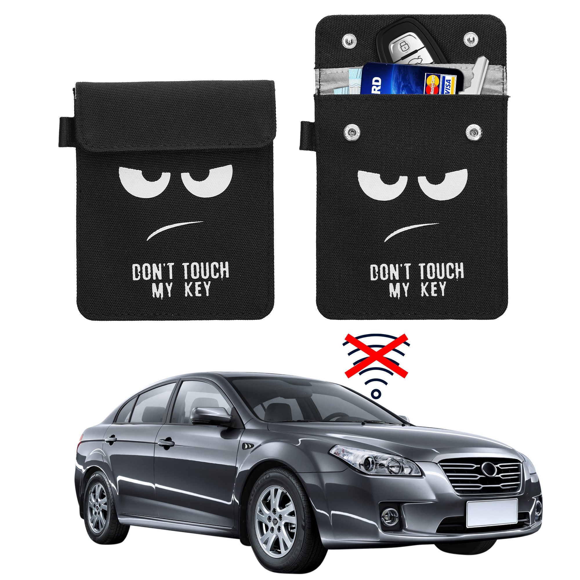 kwmobile Schlüsseltasche Autoschlüssel Tasche kompatibel mit Autoschlüssel (1-tlg), Schlüsselhülle - RFID Blocker Schlüssel Hülle aus Stoff