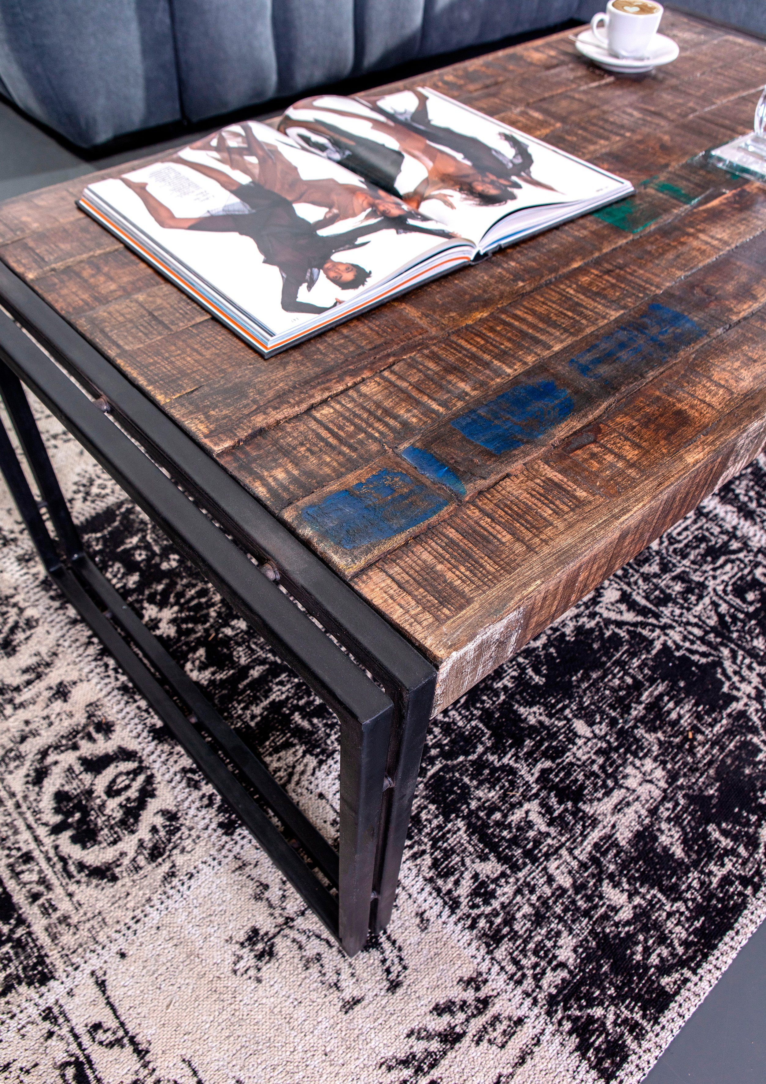 Gutmann Factory Couchtisch Titan, moderne Kombination aus Metall und Massivholz