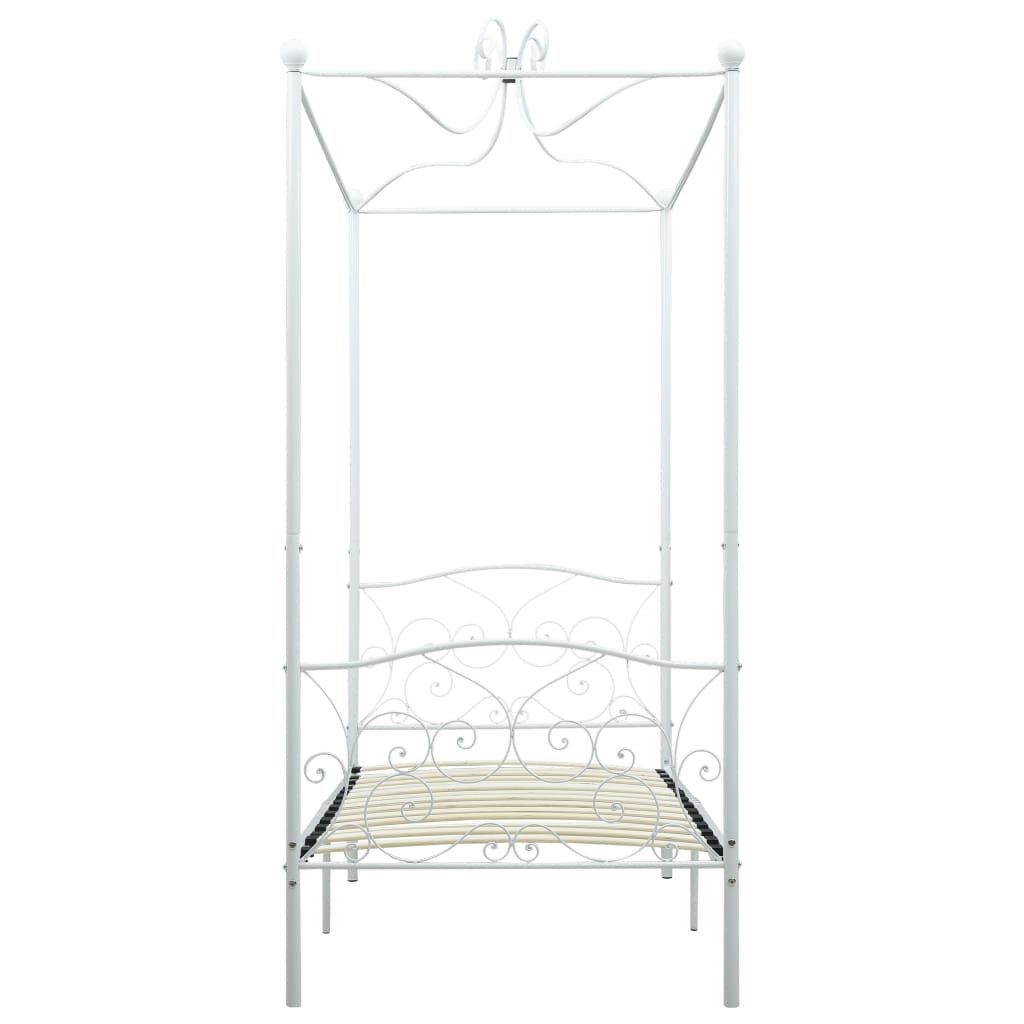 vidaXL Himmelbett, Baldachin Bett-Gestell Weiß Metall 90 x 200 cm