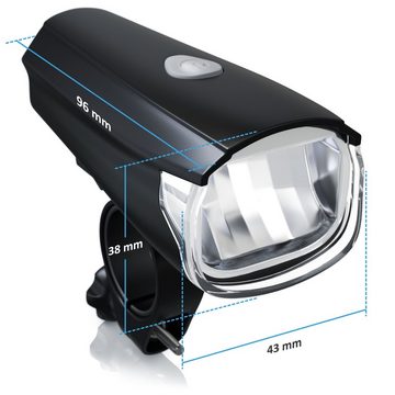 Aplic Fahrradbeleuchtung, LED Fahrradlampen-Set mit Front & Rücklicht StVZO zugelassen, 30 Lux