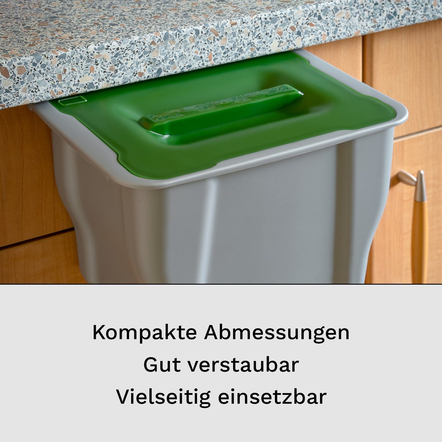 shelfmade Biomülleimer Bio- Abfalleimer Mülleimer mit Deckel 5l zum Einhängen aus Kunststoff