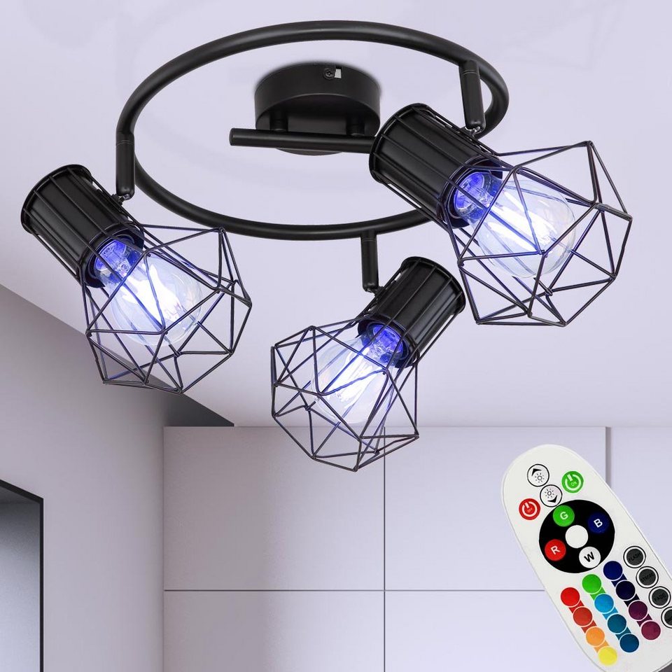 etc-shop Deckenspot, Rondell Decken Lampe dimmbar FERNBEDIENUNG Käfig