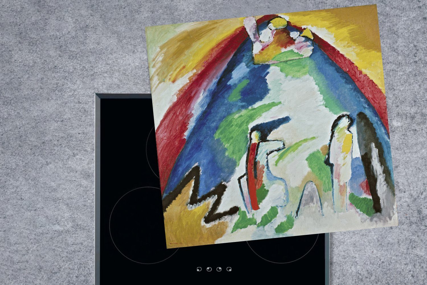 78x78 Ceranfeldabdeckung, küche Arbeitsplatte Herdblende-/Abdeckplatte Kandinsky, - cm, (1 Vinyl, MuchoWow Berg für tlg),