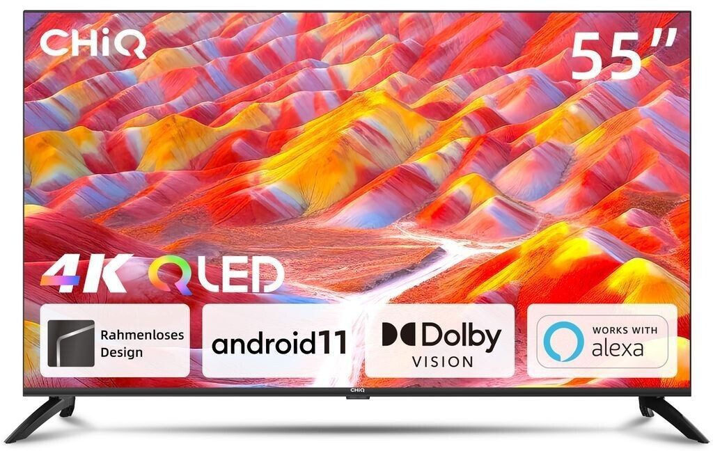 CHiQ MODEL U55QG7L QLED-Fernseher (139 cm/55 Zoll, 4K Ultra HD, WLAN, LAN (RJ45), Bluetooth, Google TV, Streaming-Dienste, App-Store-Zugang, Miracast, Chromecast integriert, QLED-Display)