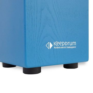 keepdrum Cajon DC1M BL Junior Blau,Bundle, mit Sitz-Pad