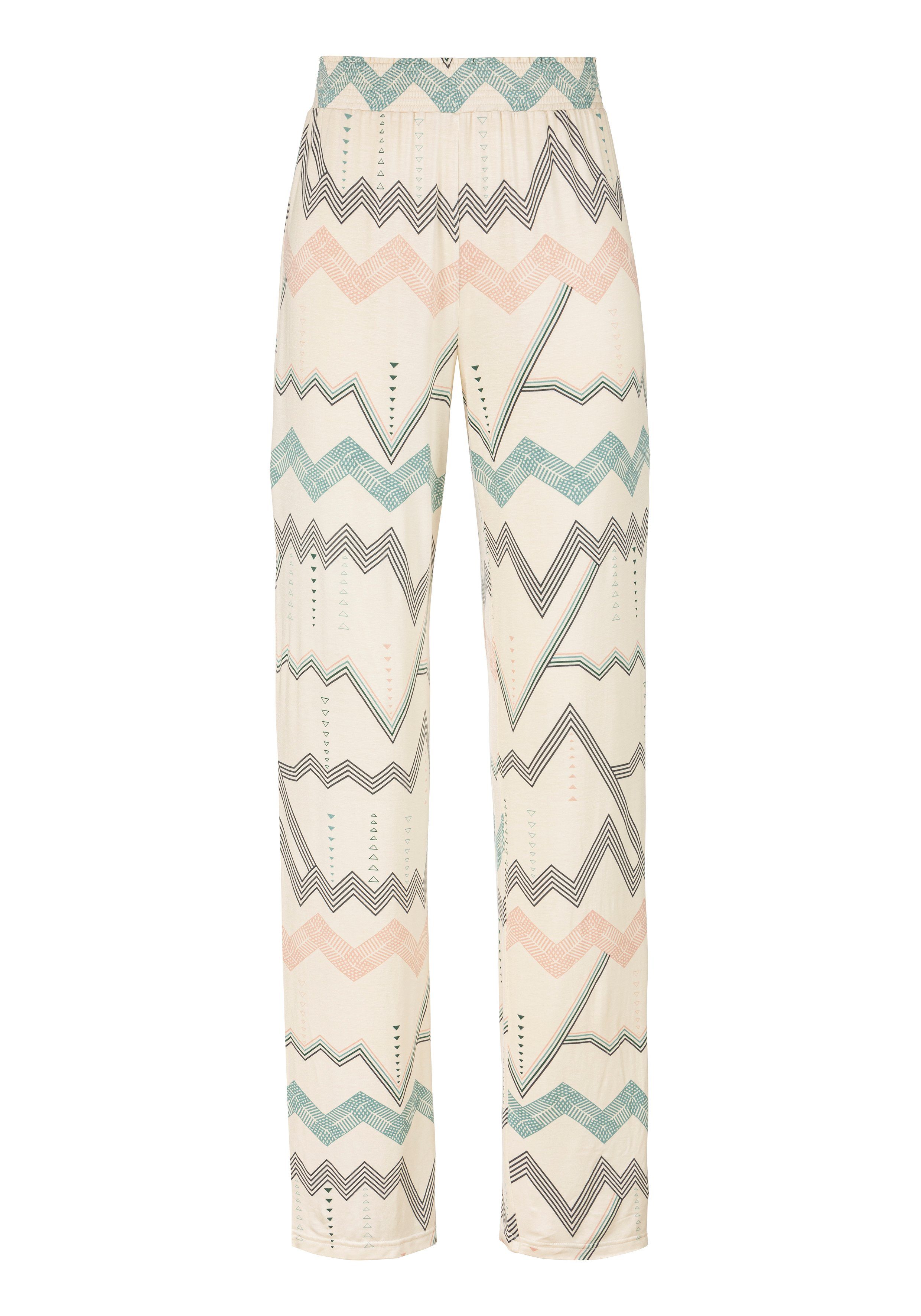 LASCANA Pyjamahose mit Zick-Zack beige-allover grafischem Muster