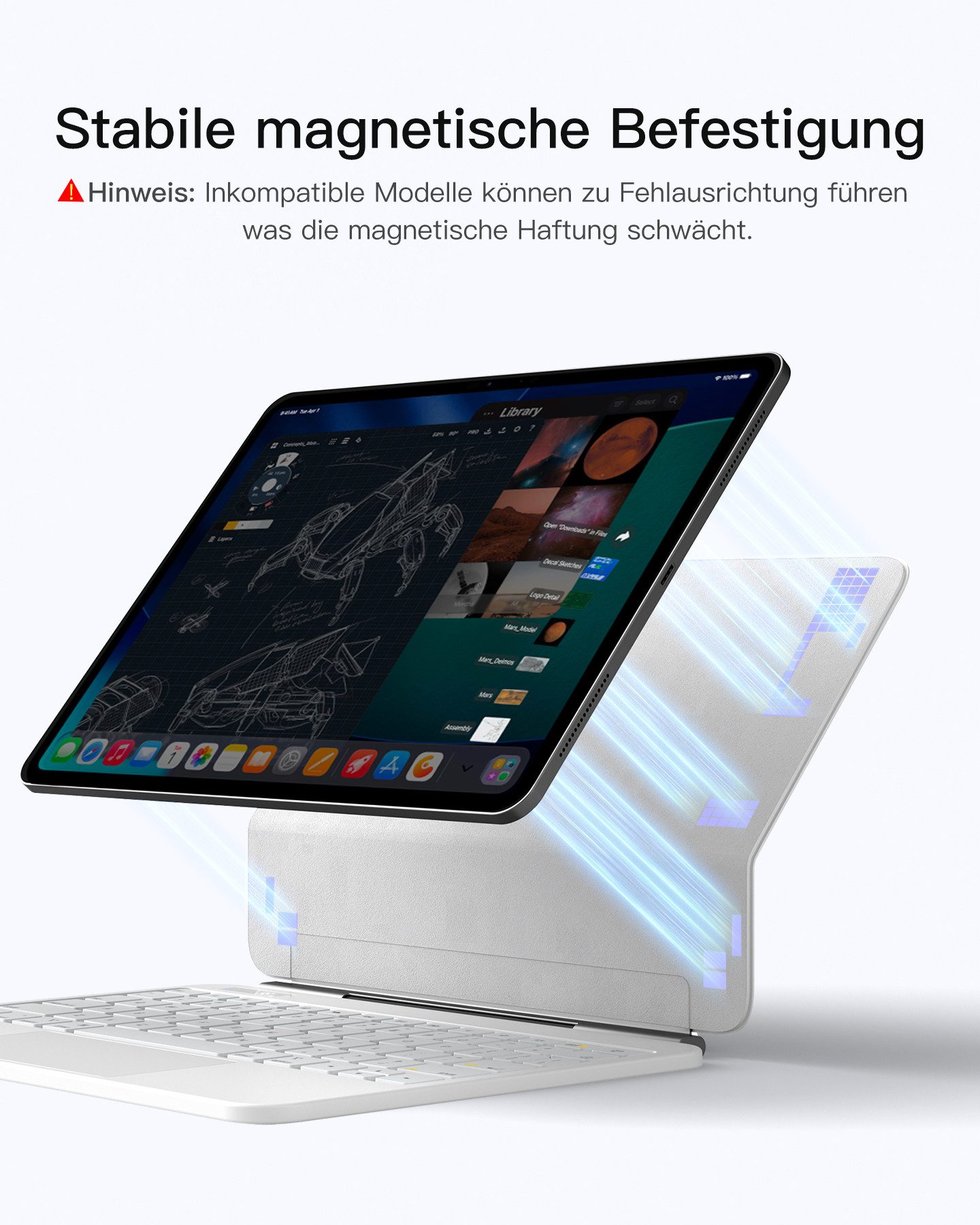 Inateck Magnetische Tastatur Hülle für iPad Air 11‘‘ M4/M3/M2,Magic Keyboard iPad-Tastatur (Großes Trackpad,LED Anzeige,7 Farben Hinterleuchtet,mit Stifthalter)