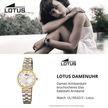 Lotus Quarzuhr LOTUS Damen Uhr Fashion 18542/3, (Analoguhr), Damen Armbanduhr rund, Edelstahlarmband silber, gold