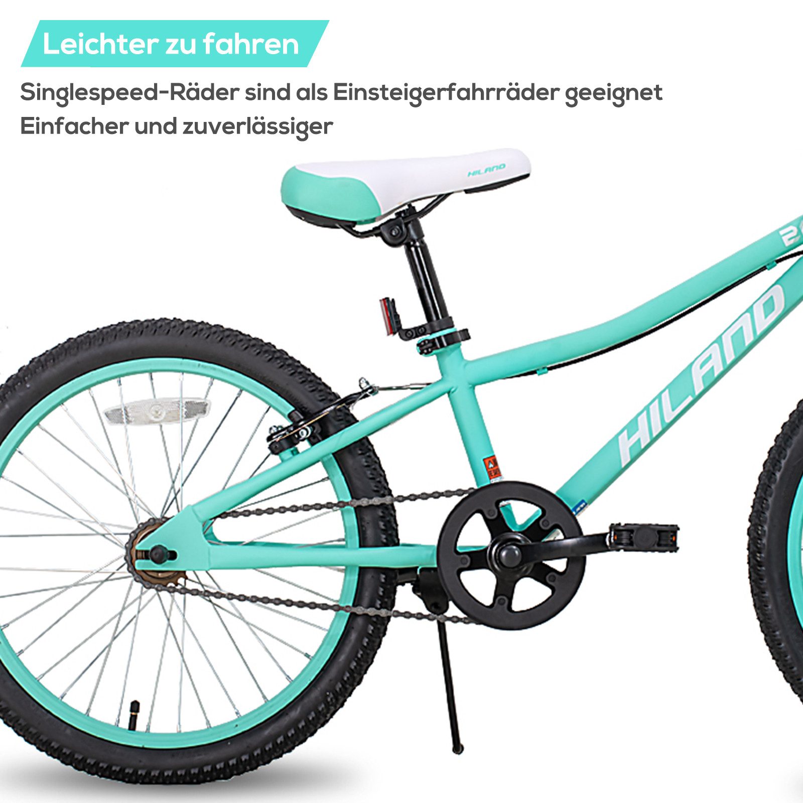 HILAND Kinderfahrrad 20 Zoll Mountainbike für Kinder,Jungen und Mädchen,Geschenk für Kinder, Hochwertiger Rahmen, Doppel-V-Bremse, Singlespeed, Weiches Sitzkissen