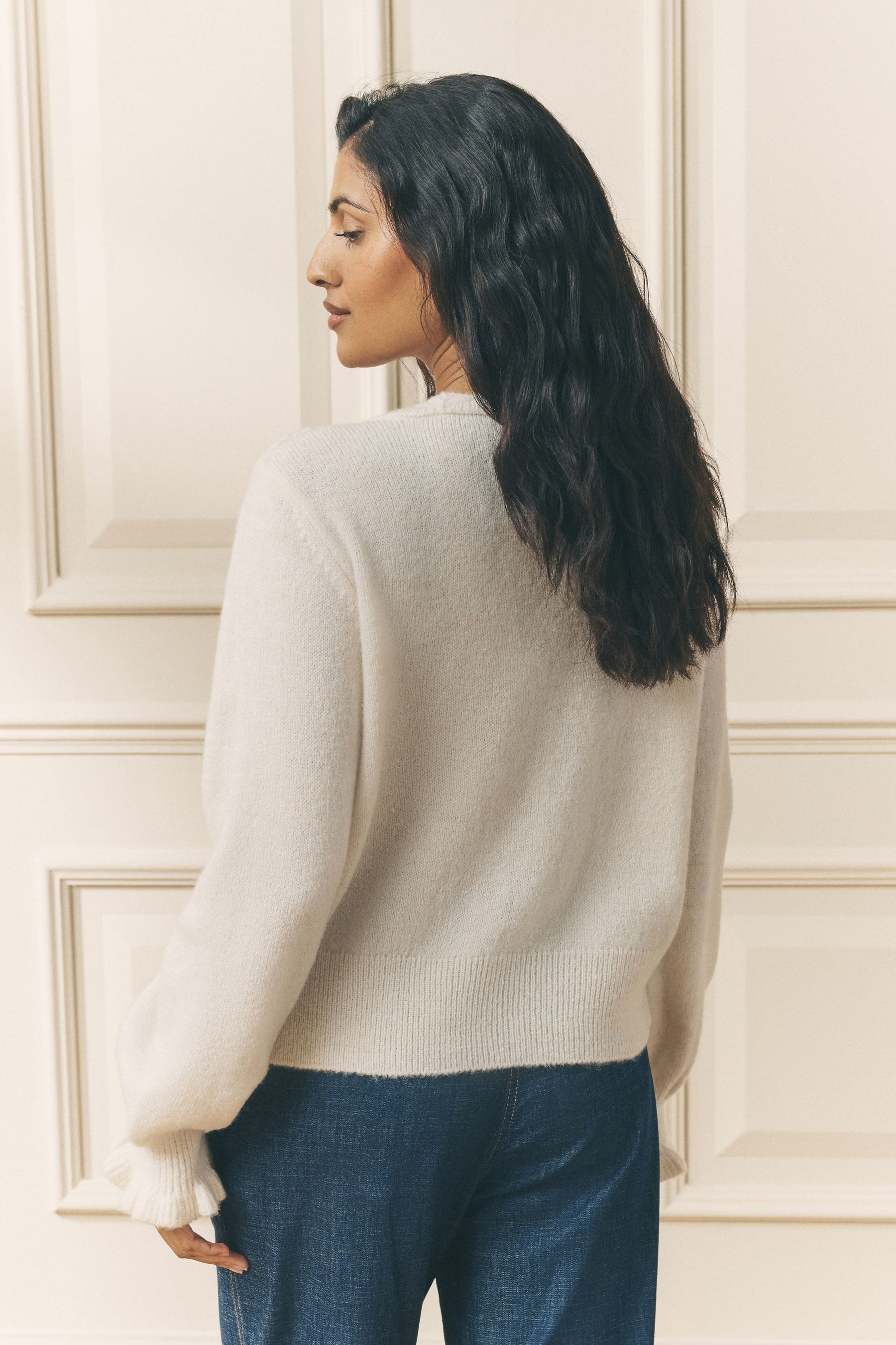 LAURA ASHLEY Strickjacke Laura Ashley Strickjacke mit Pointelle (1-tlg)