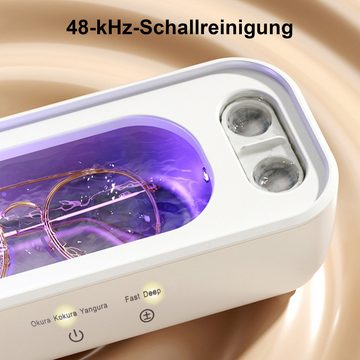 OKWISH Ultraschallreiniger Ultraschallreinigungsgerät Ultraschall Ultraschallgerät 45000Hz 350ML, Brillenreiniger für Brillen Schmuck Uhren Zahnprothesen Ringe Münze ..