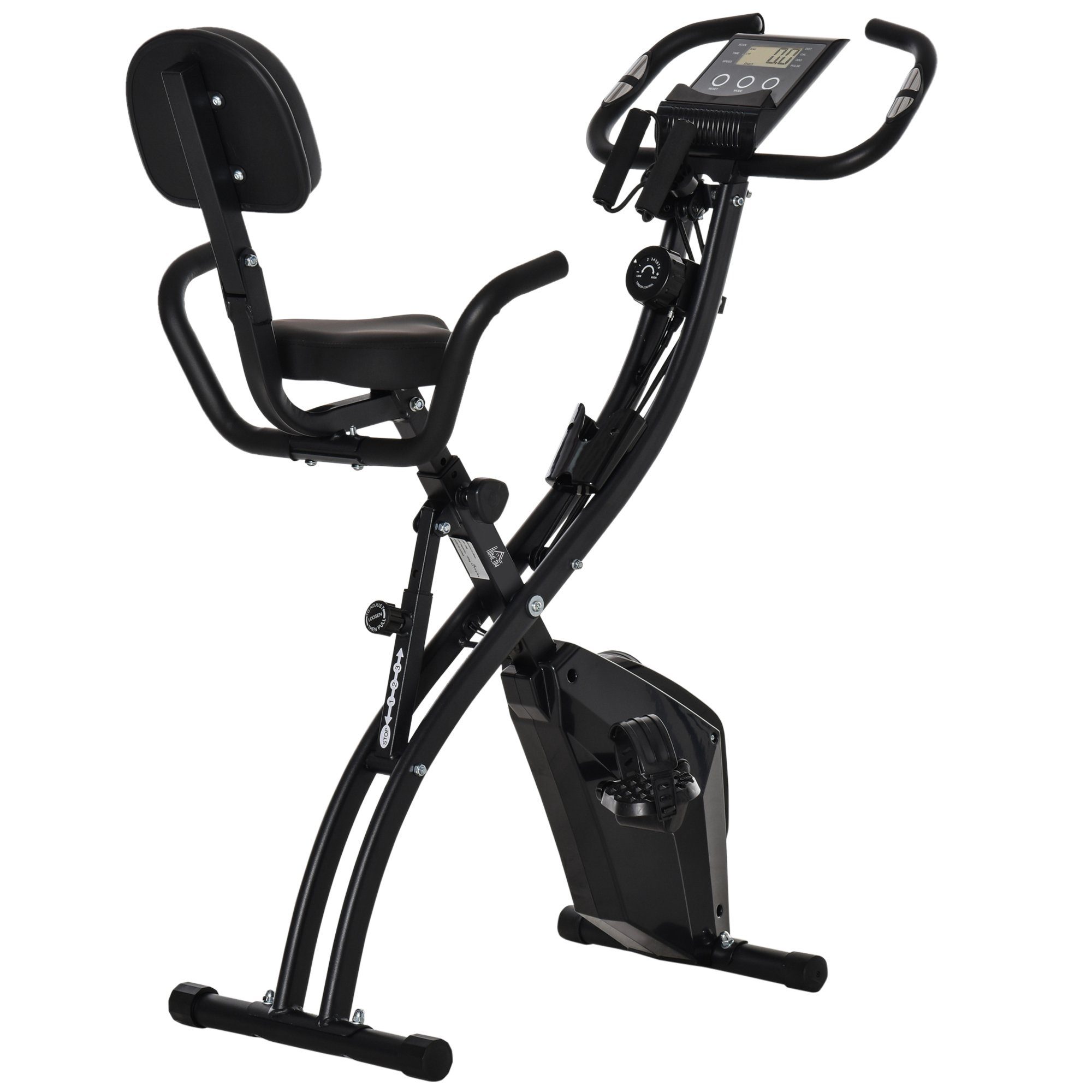 Schwarz Fahrradtrainer Heimtrainer 115H 2-in-1 einstellbarem und 51B 8 1 x 97L Spannseil), X-Bike cm Hometrainer Stahl stufig HOMCOM Paar Magnetwiderstand mit klappbarer (1-tlg., x