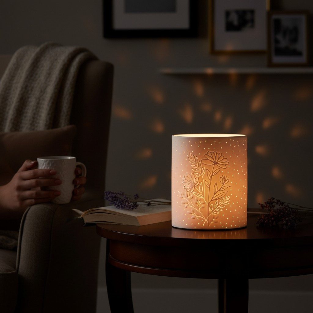 GILDE Tischleuchte Blumenstrauß 60838 Porzellan Weiß 20 cm Oval E14, ohne Leuchtmittel