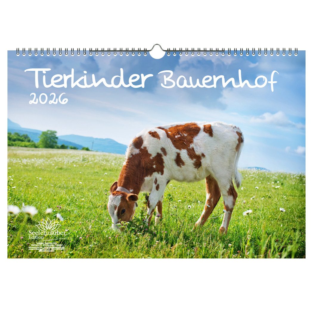 Seelenzauber Настенный календарь Tierkinder Bauernhof DIN A3 Календари für 2026 Tiere auf dem Bauernhof