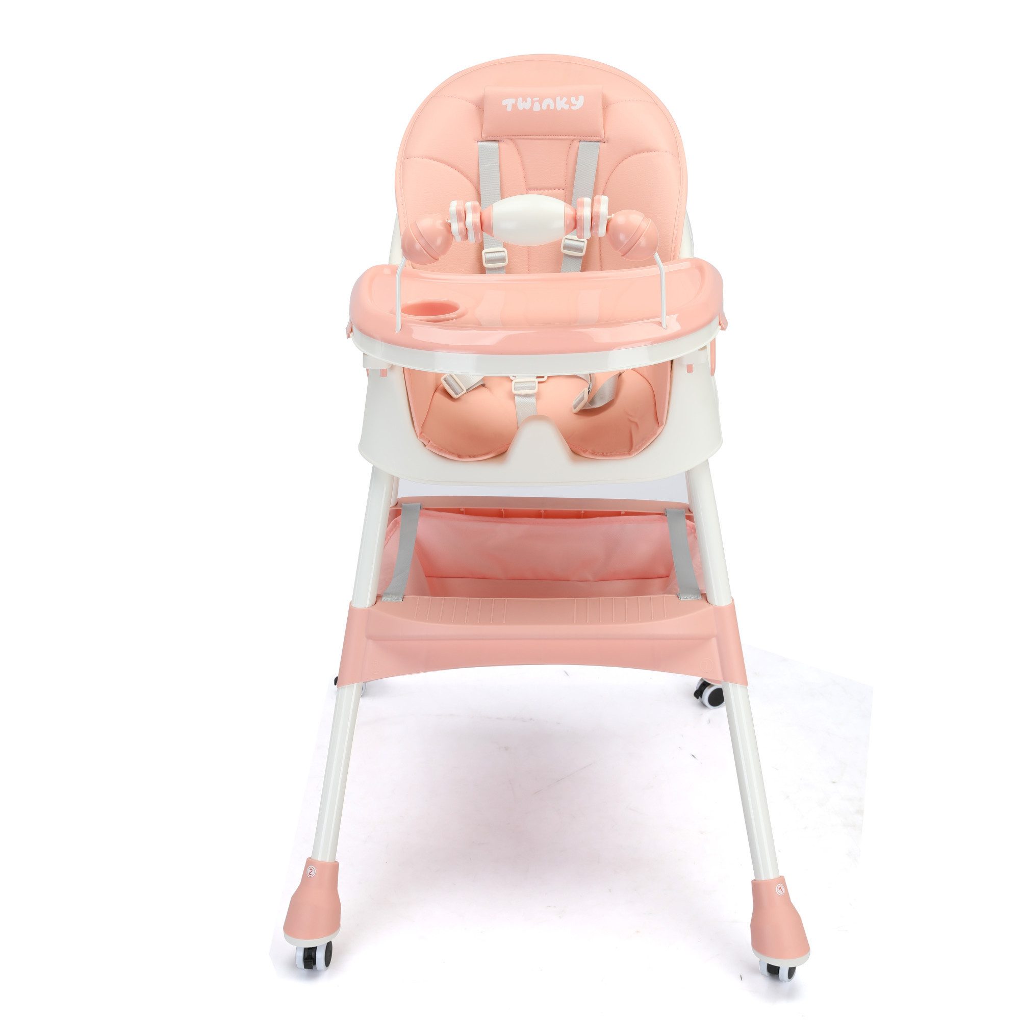TWINKY Kinderstuhl 3 in 1 Baby Hochstuhl, Kinderstuhl Kinderklappstuhl, Kinder-Esstuhl​ (Packung), Spielset mit Ledersitzkissen und Rädern