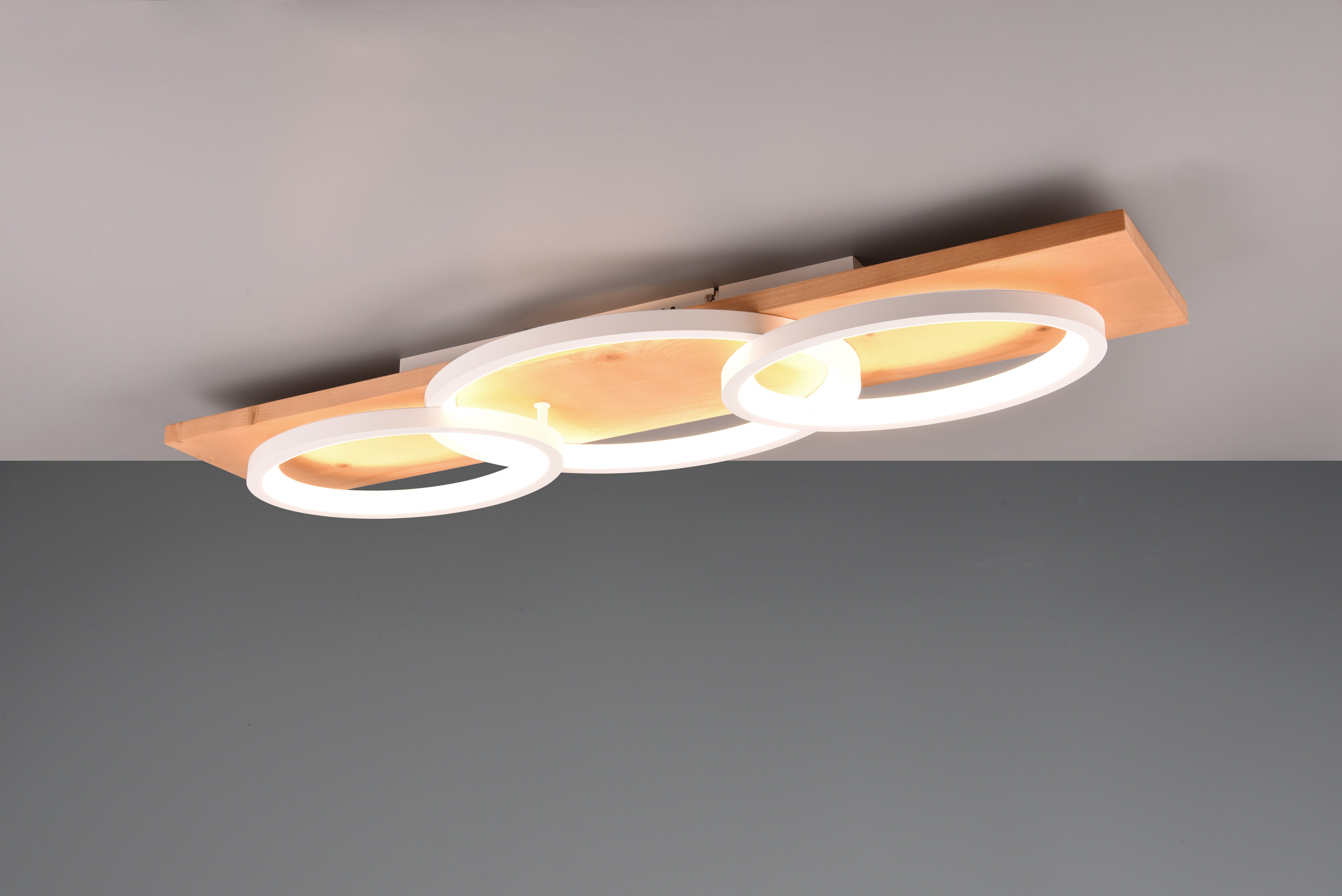 TRIO Leuchten LED Deckenleuchte BARCA, dimmbare Deckenlampe aus Holz & Meta günstig online kaufen