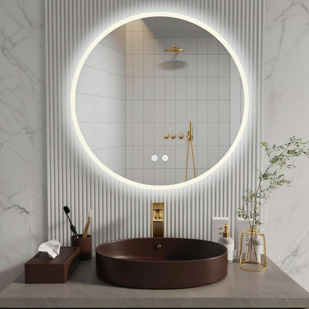 Apejoy Badspiegel 80 cm LED mit Beleuchtung Badzimmerspiegel